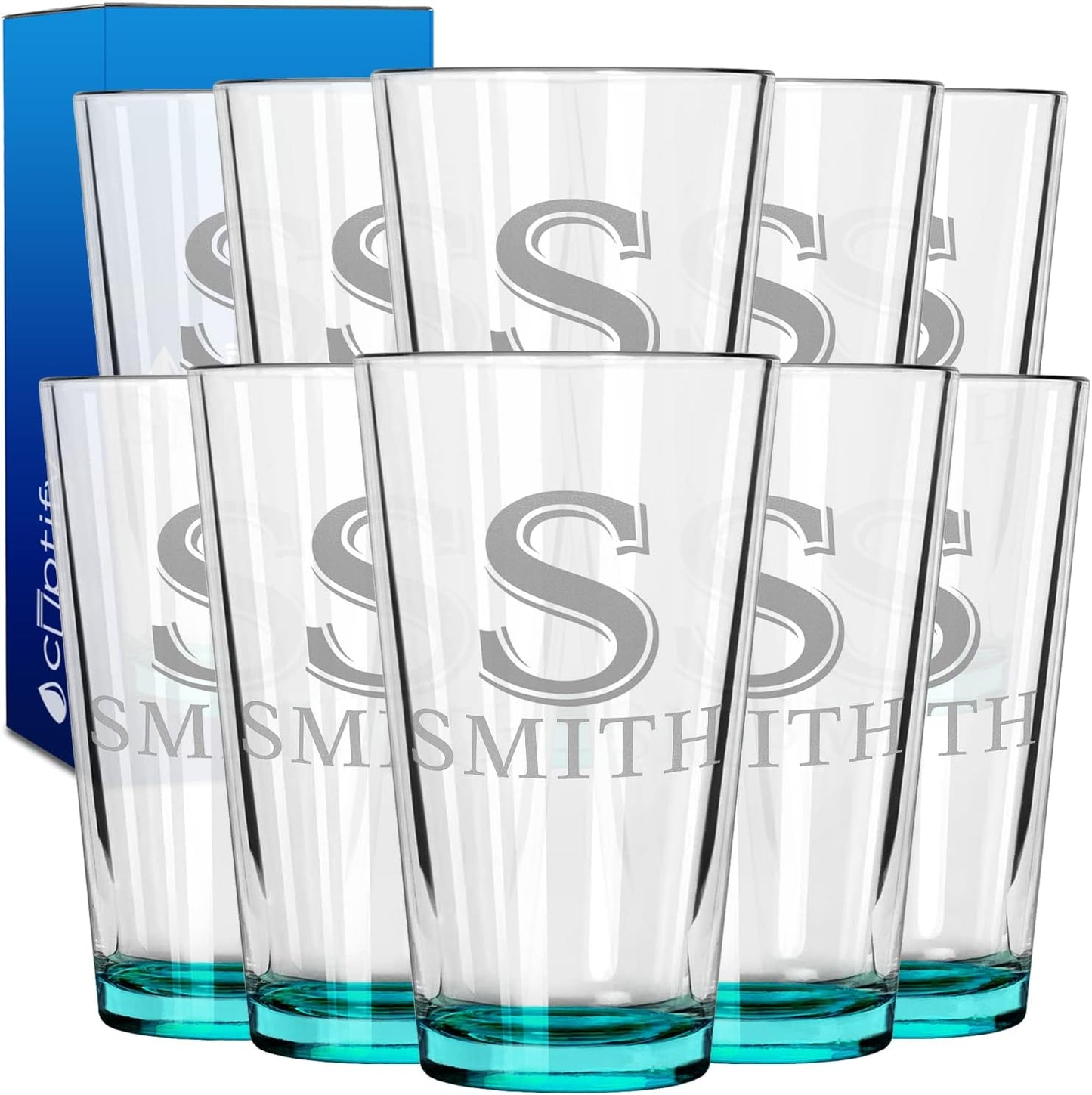Personalized Beer Glasses Set of 10 for Custom Drinking Gifts
