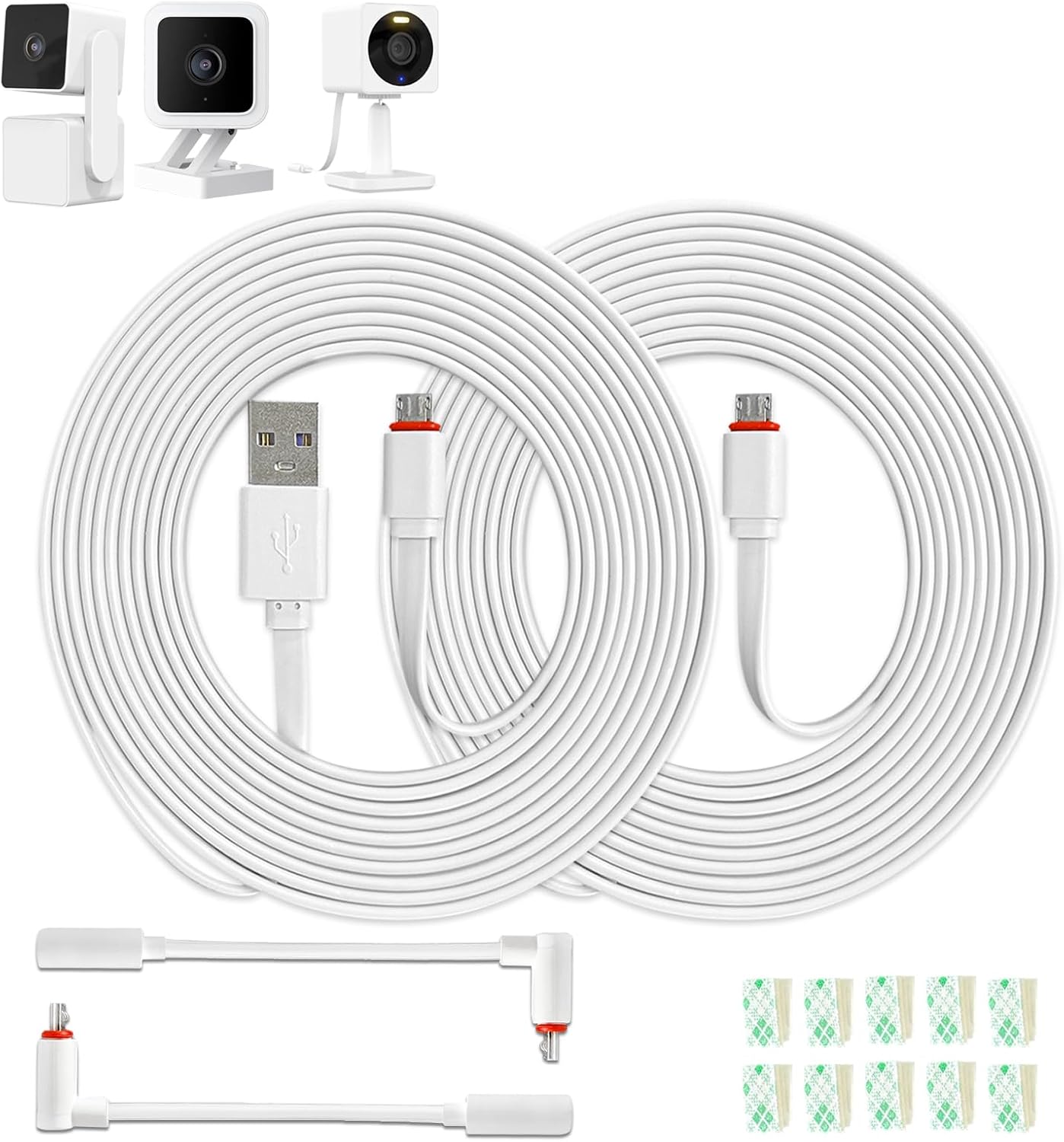Long Flat Wyze Camera Cable, L-Connector, 2 Pack