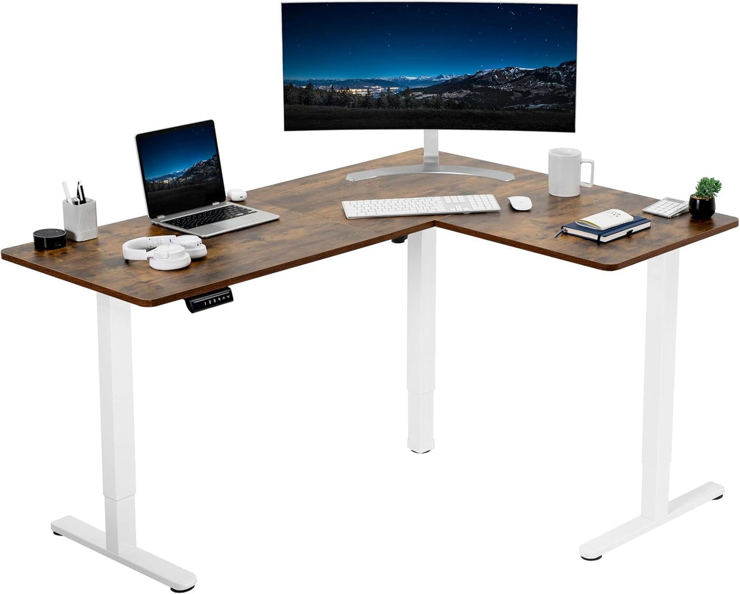 VIVO Electric Corner L-Shaped Standing Desk with Memory Control