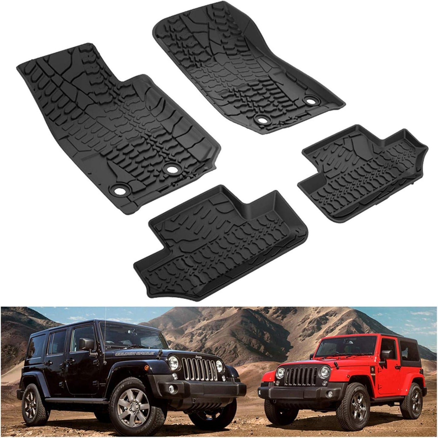 KIWI MASTER Floor Mats for 2014-2017 Jeep Wrangler JK 2-Door