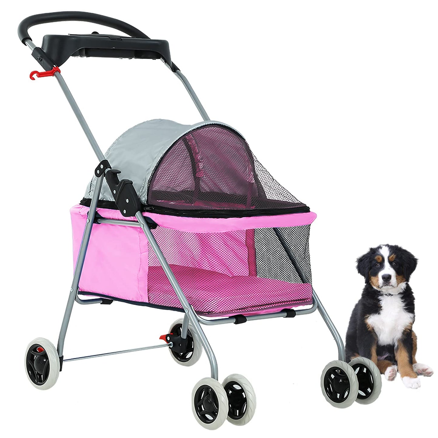BestPet Pet Stroller 4 Wheels Posh Folding Waterproof Travel