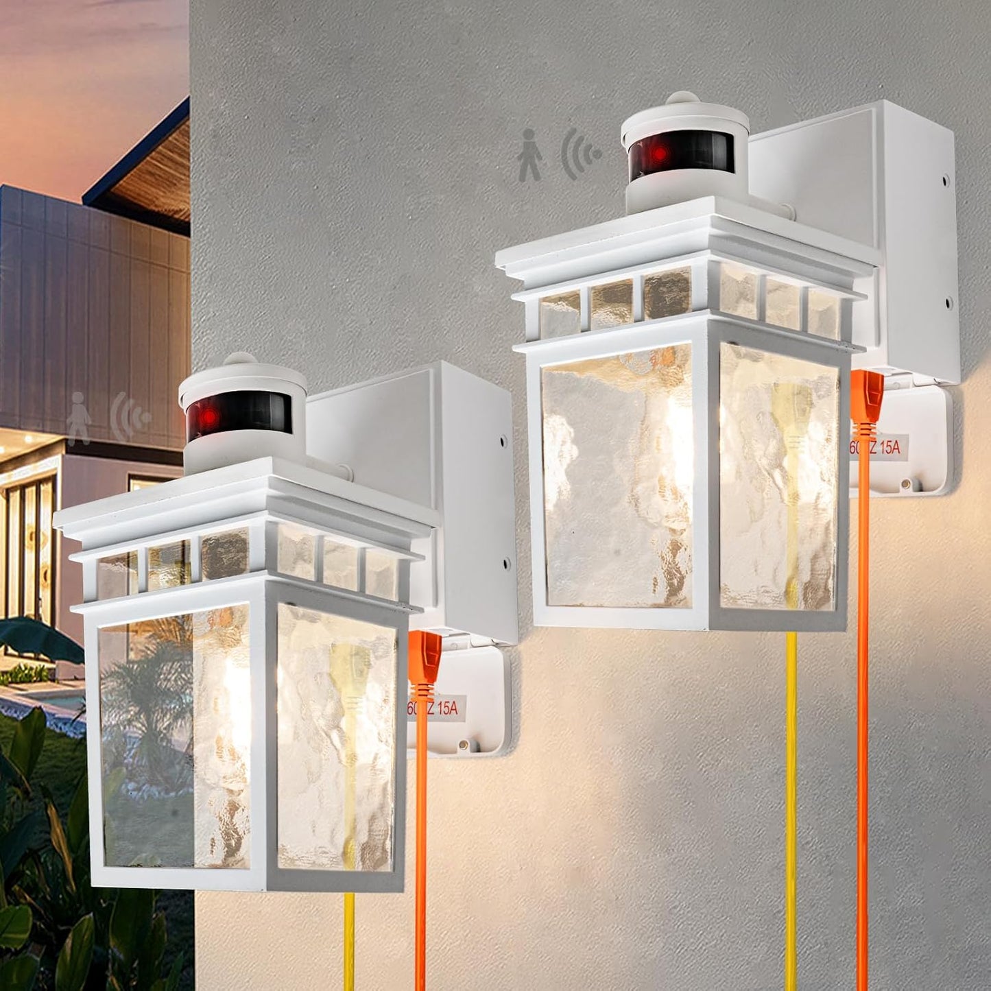 2 Pack Porch Light Outdoor with GFCI Outlet for Safety and Style