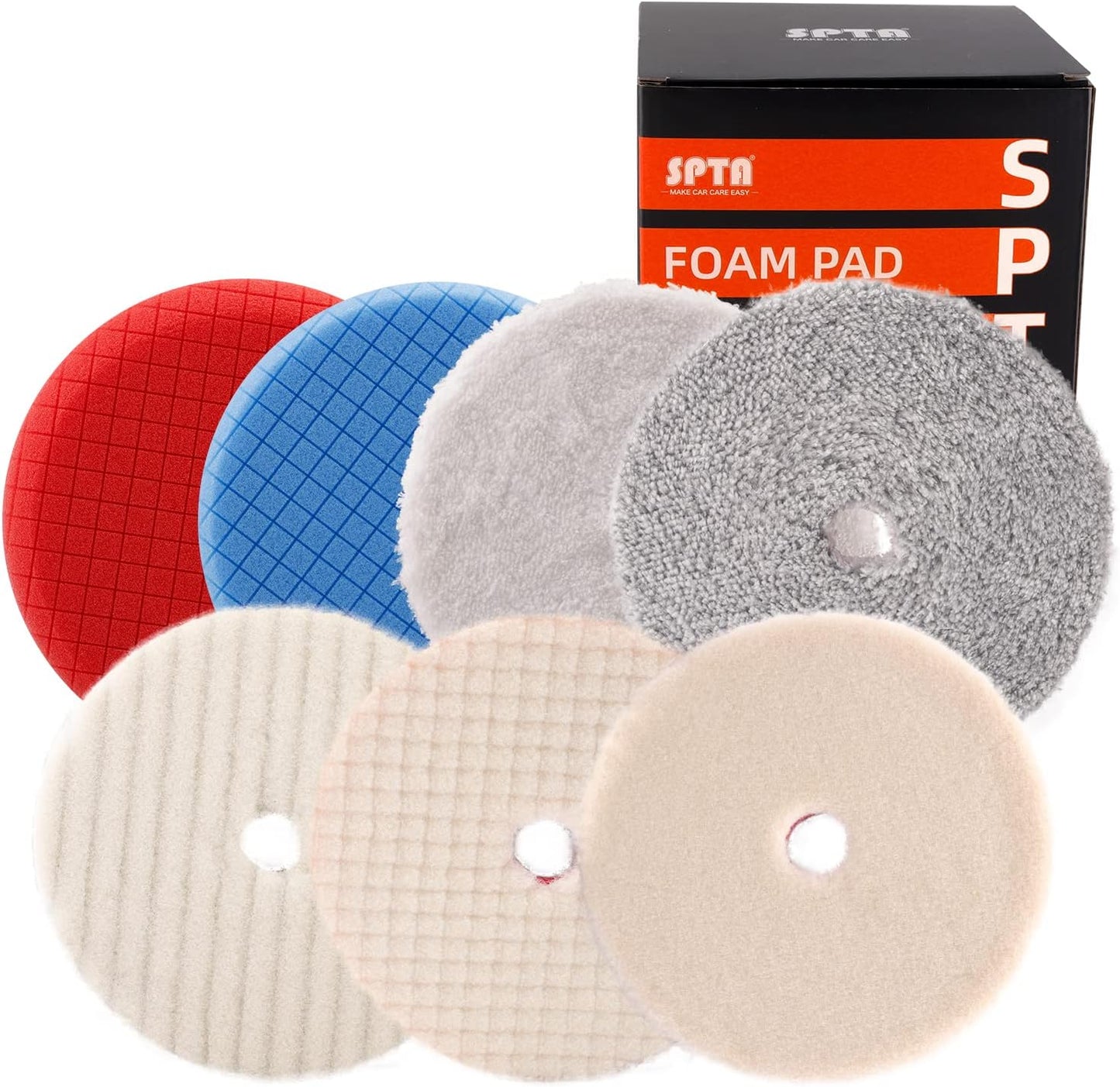 Buffing Polishing Pads for Car Buffers - 7Pc 6.5 Inch Set