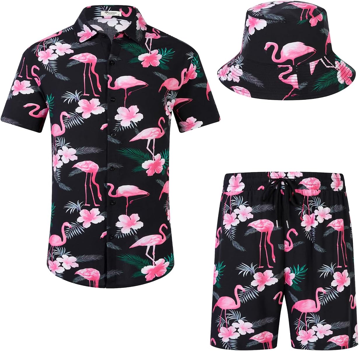 Men's Flower Hawaiian Sets Casual Short Sleeve Shirt and Shorts