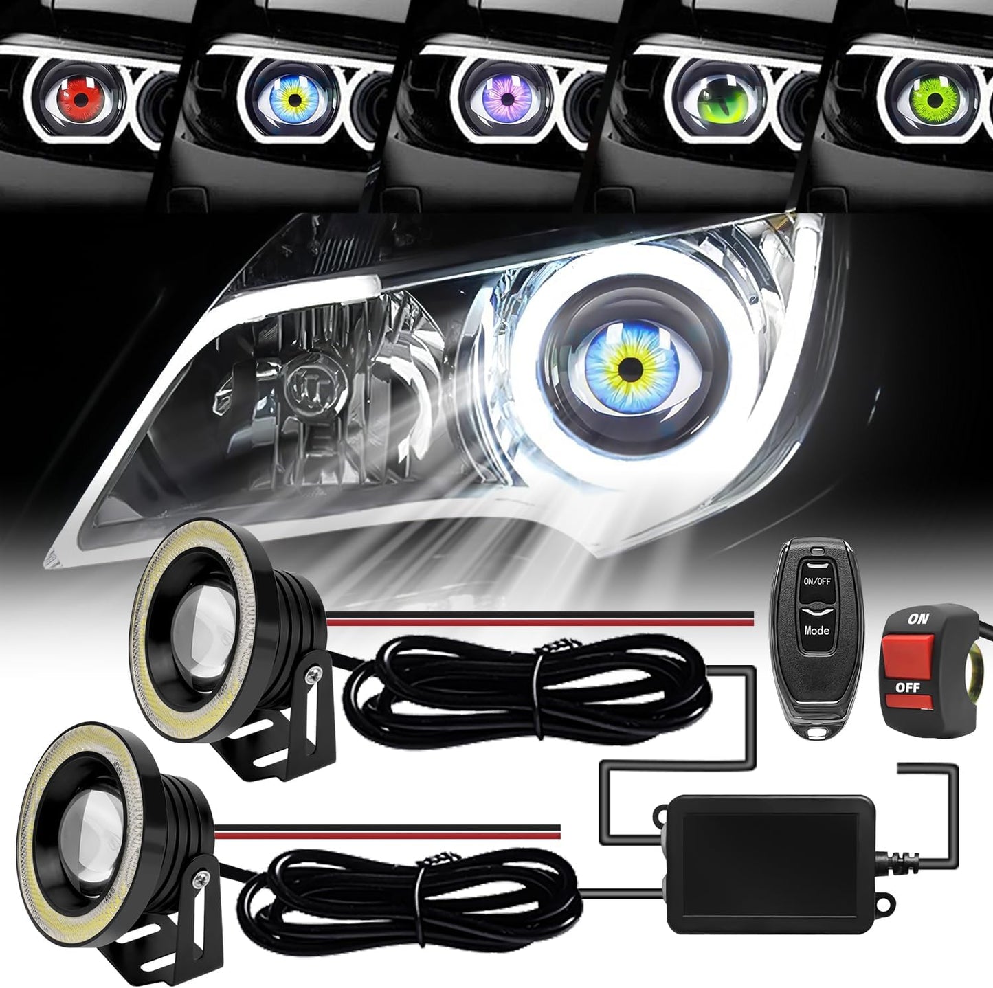Upgraded Additional Installation Devil Eyes with Bright Halo