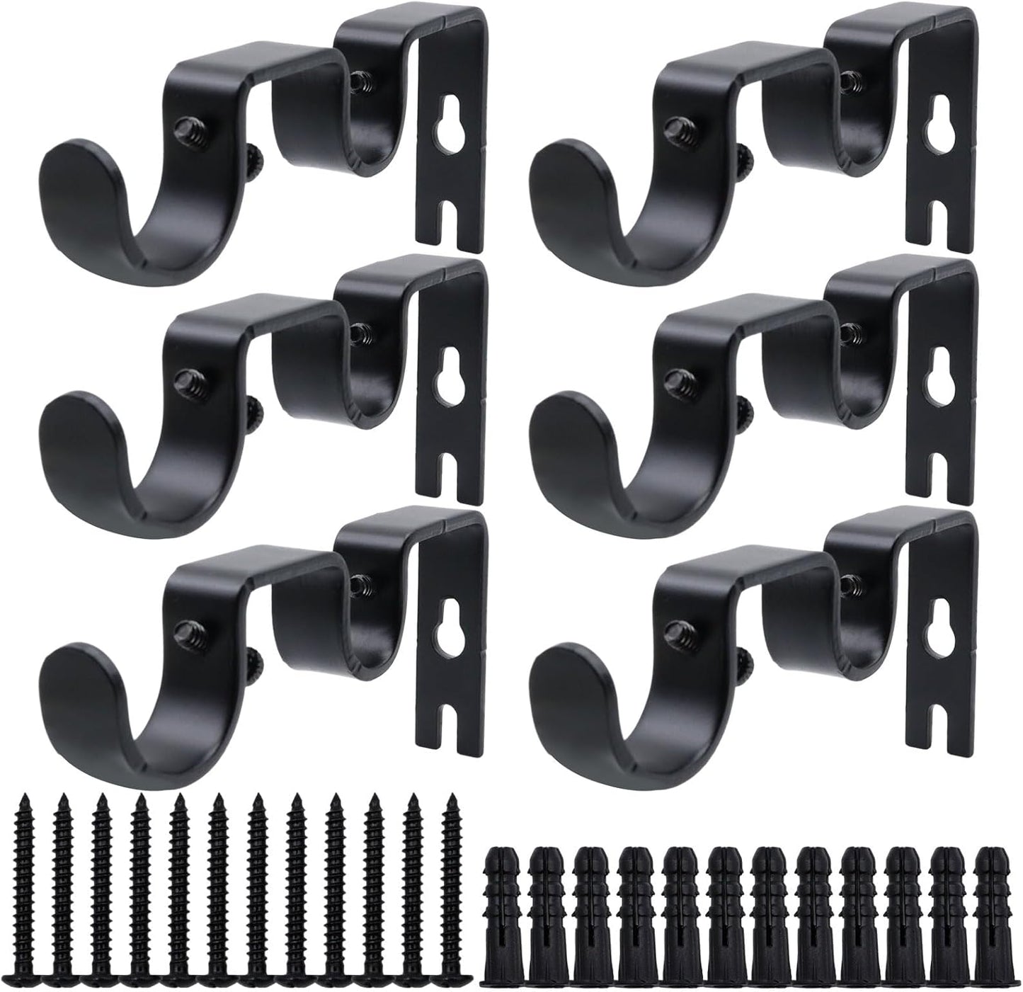 Sturdy Double Curtain Rod Brackets 6-Pack - Secure Wall Mounted Holders