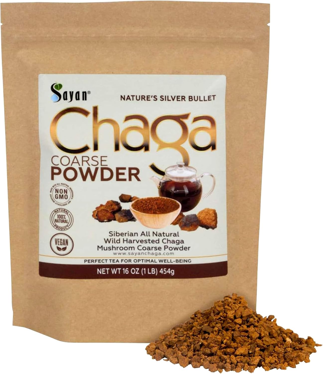 Siberian Pure Raw Coarse Chaga Powder for Wellness and Energy