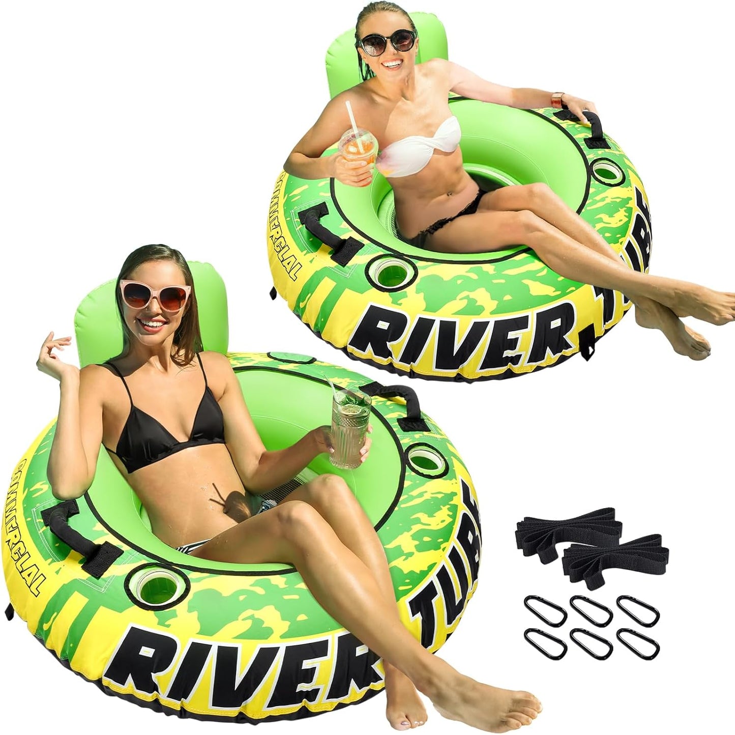 53 Heavy Duty River Tube for Floating with Cup Holders and Handles