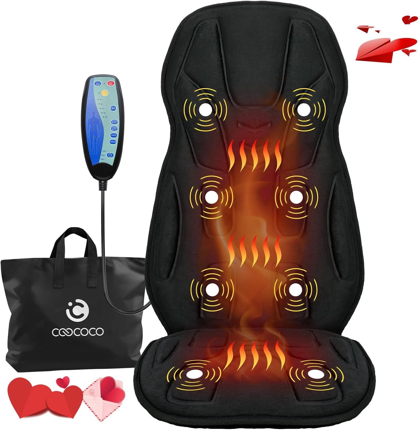 Heated Back Massager with 8 Motors