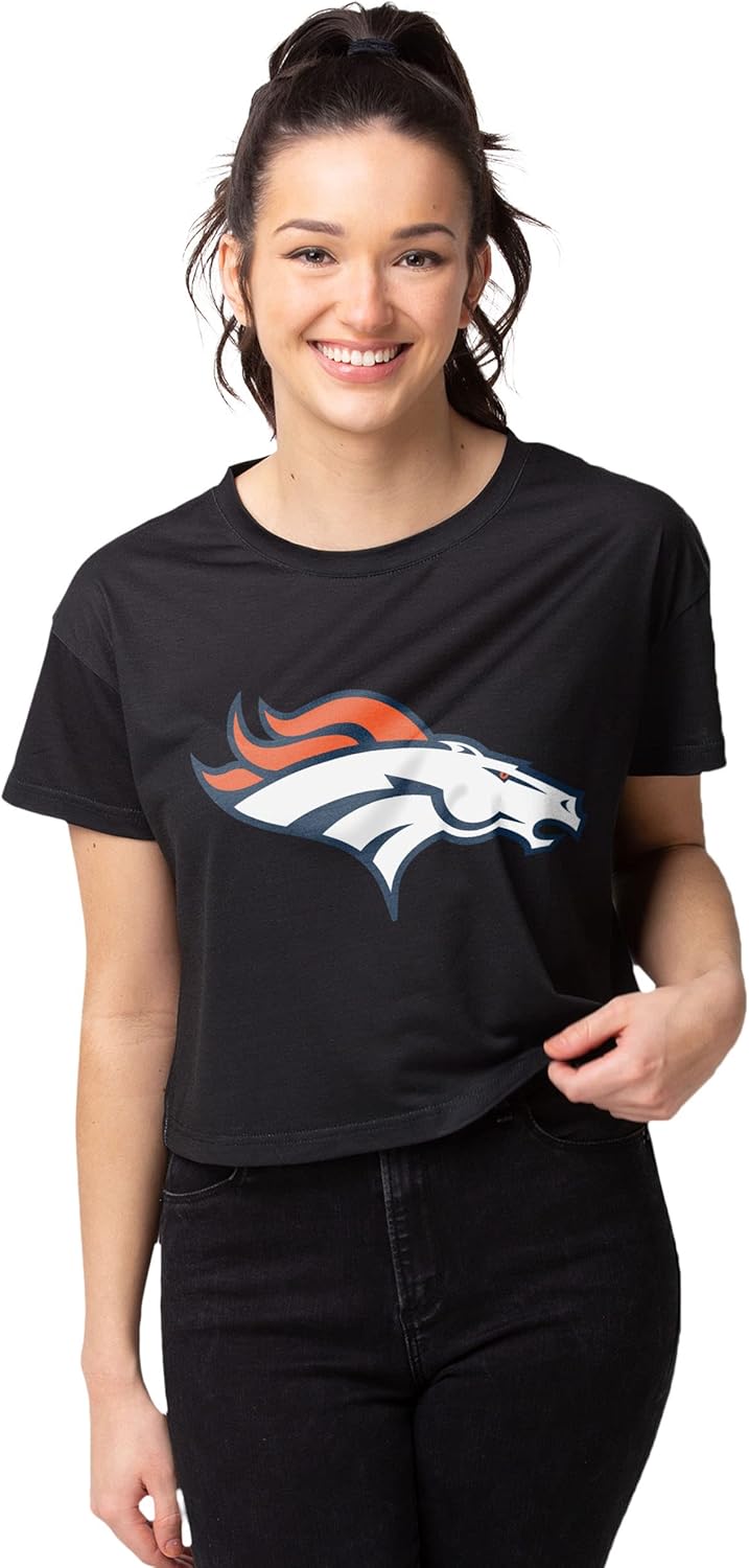 FOCO NFL Womens Team Logo Tie-dye Crop Top Shirt for Fans
