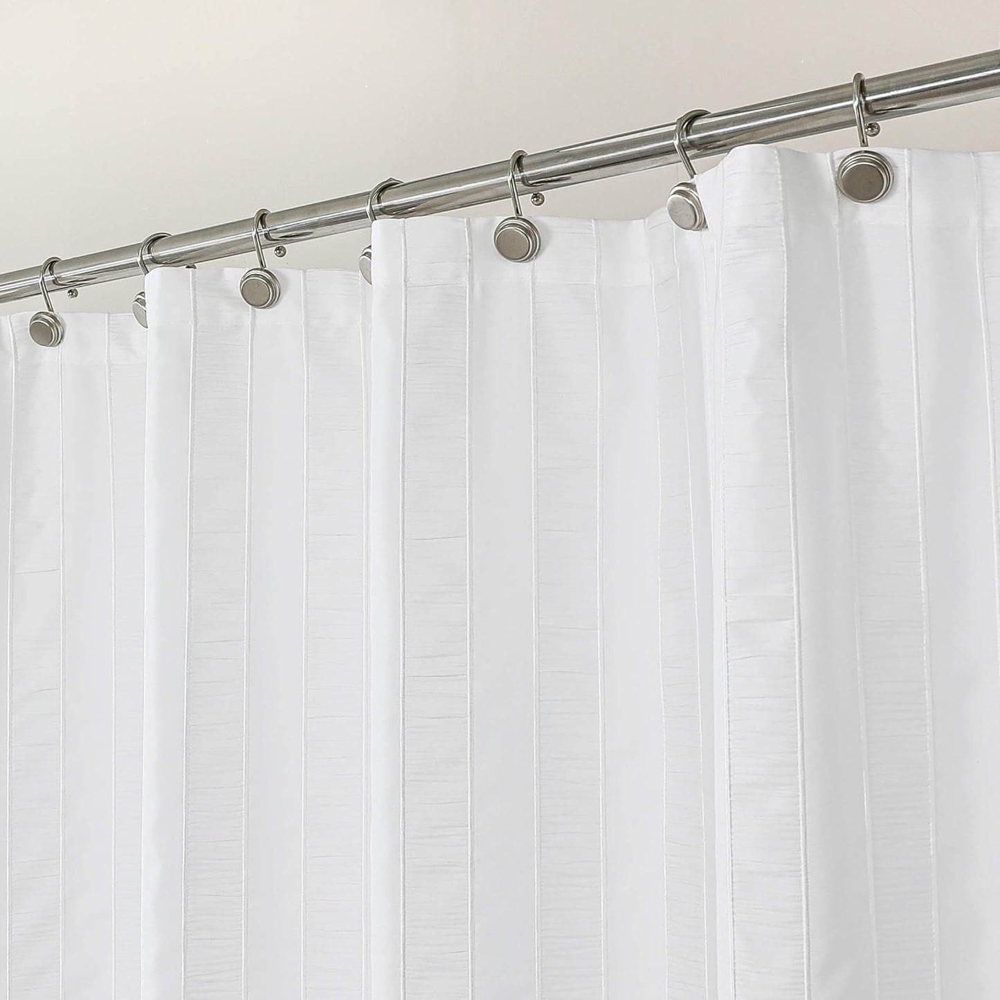 Central Park Elegant Seersucker Ruffle Shower Curtain, Spa Hotel Style, 70x72