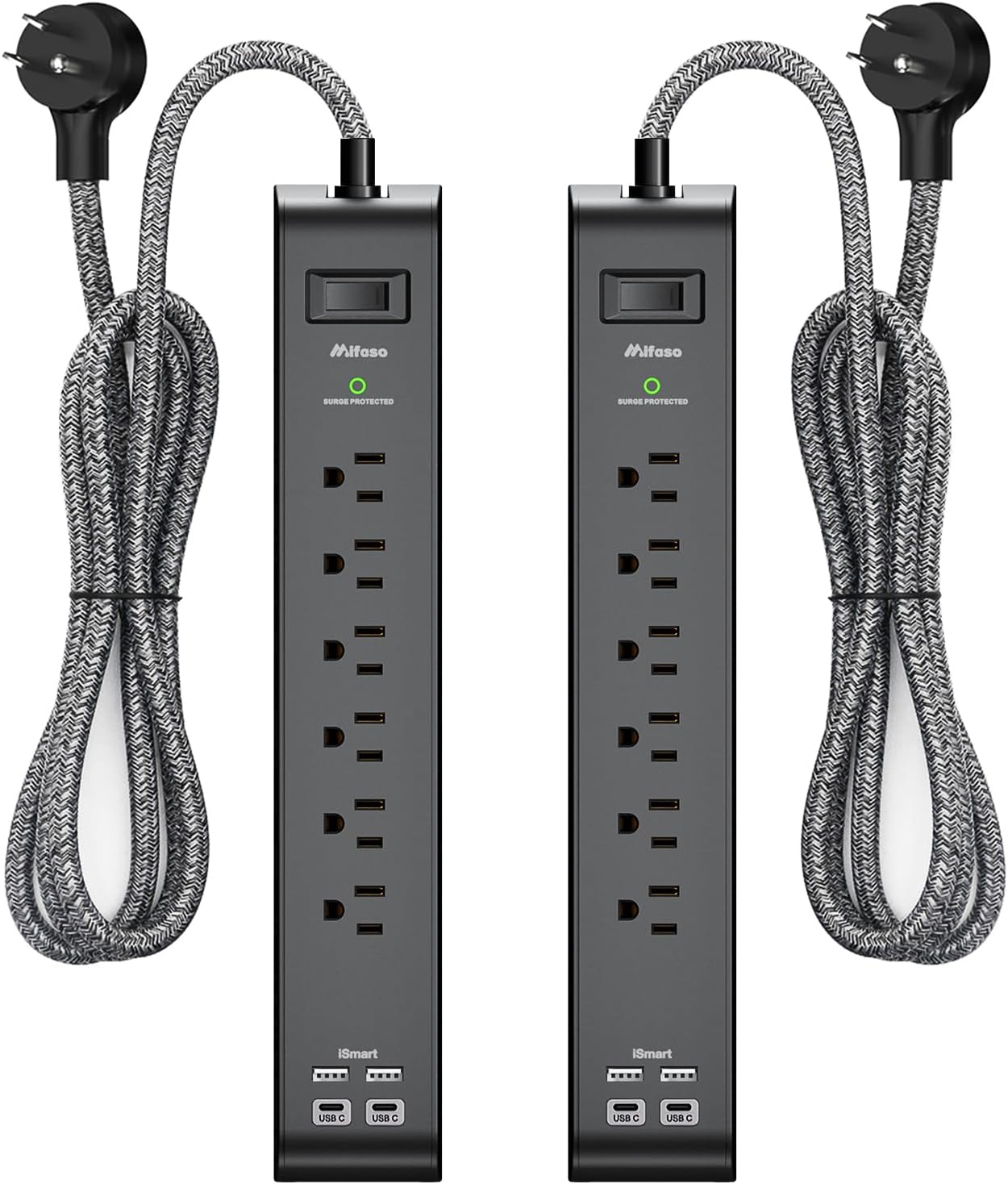 Mifaso 2 Pack Surge Protector Power Strip - Ultimate Protection