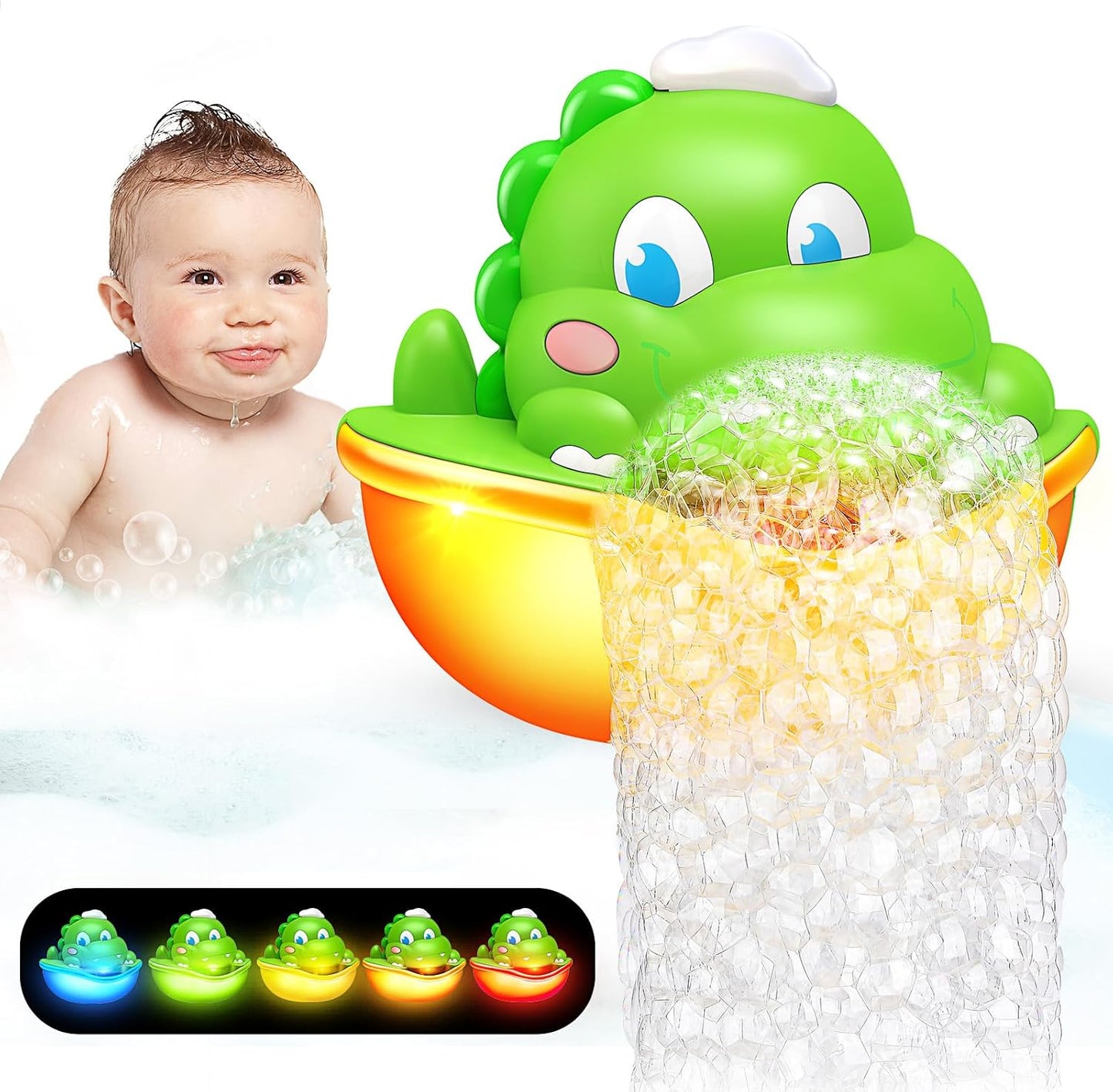 Light-Up Dino Bath Bubble Maker - Fun Toddler Gift!