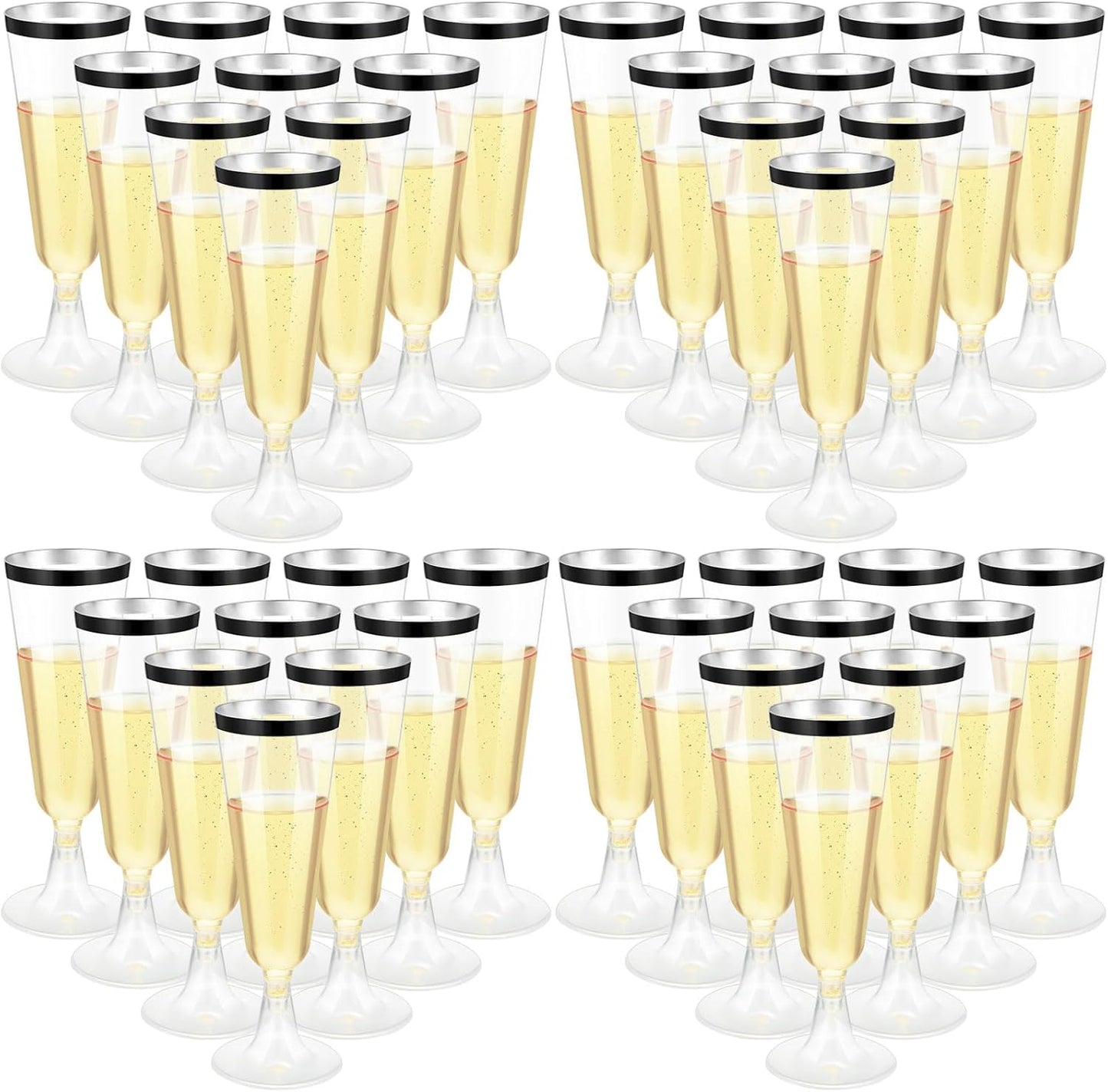 150 Pcs Plastic Champagne Flutes for Celebrations and Parties