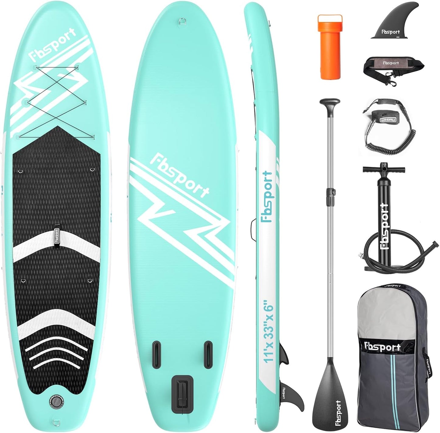 FBSPORT 11' Premium SUP & Yoga Board - Surf Control & Non-Slip Deck