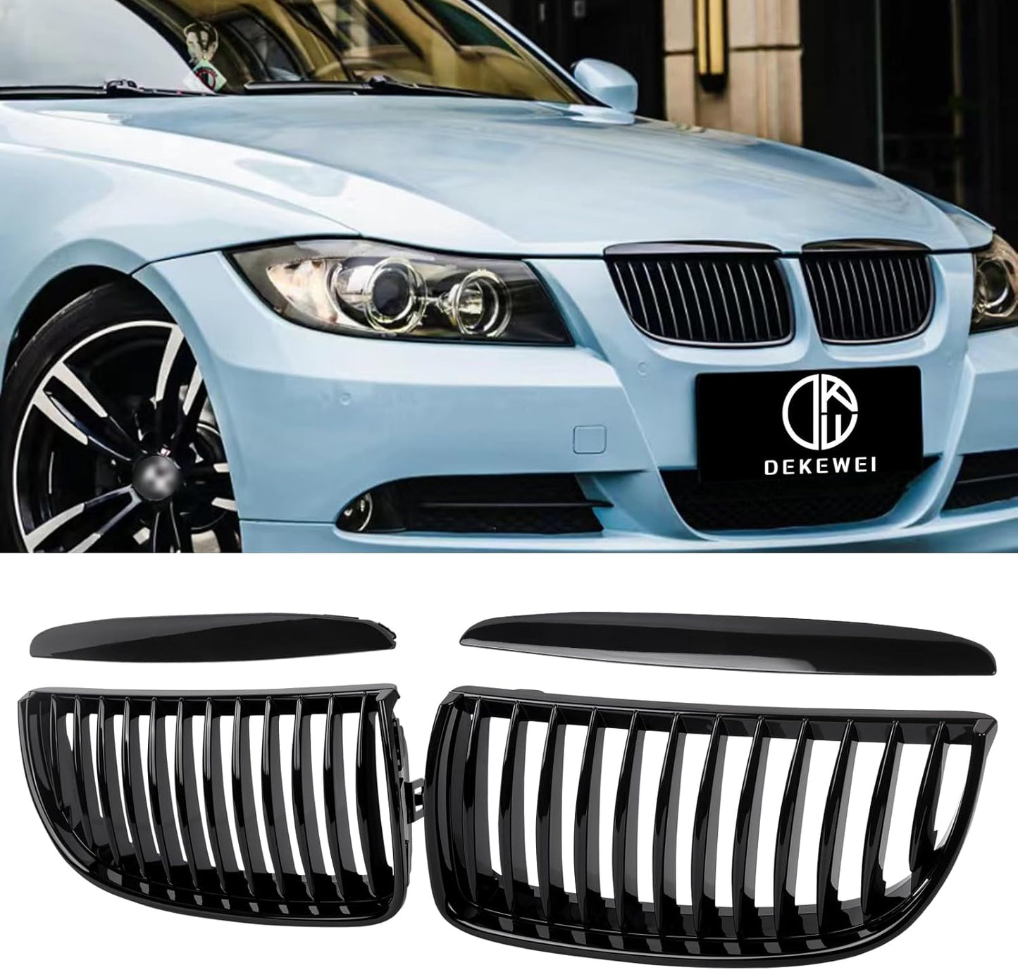 E90 Grille Gloss Black Kidney Grill for BMW 3 Series 2005-2008