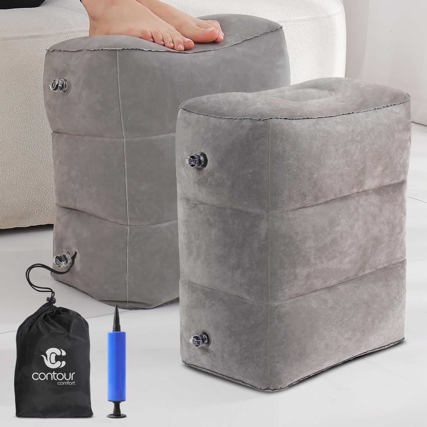 Inflatable Airplane Foot Rest for Kids and Adults - Travel Comfort