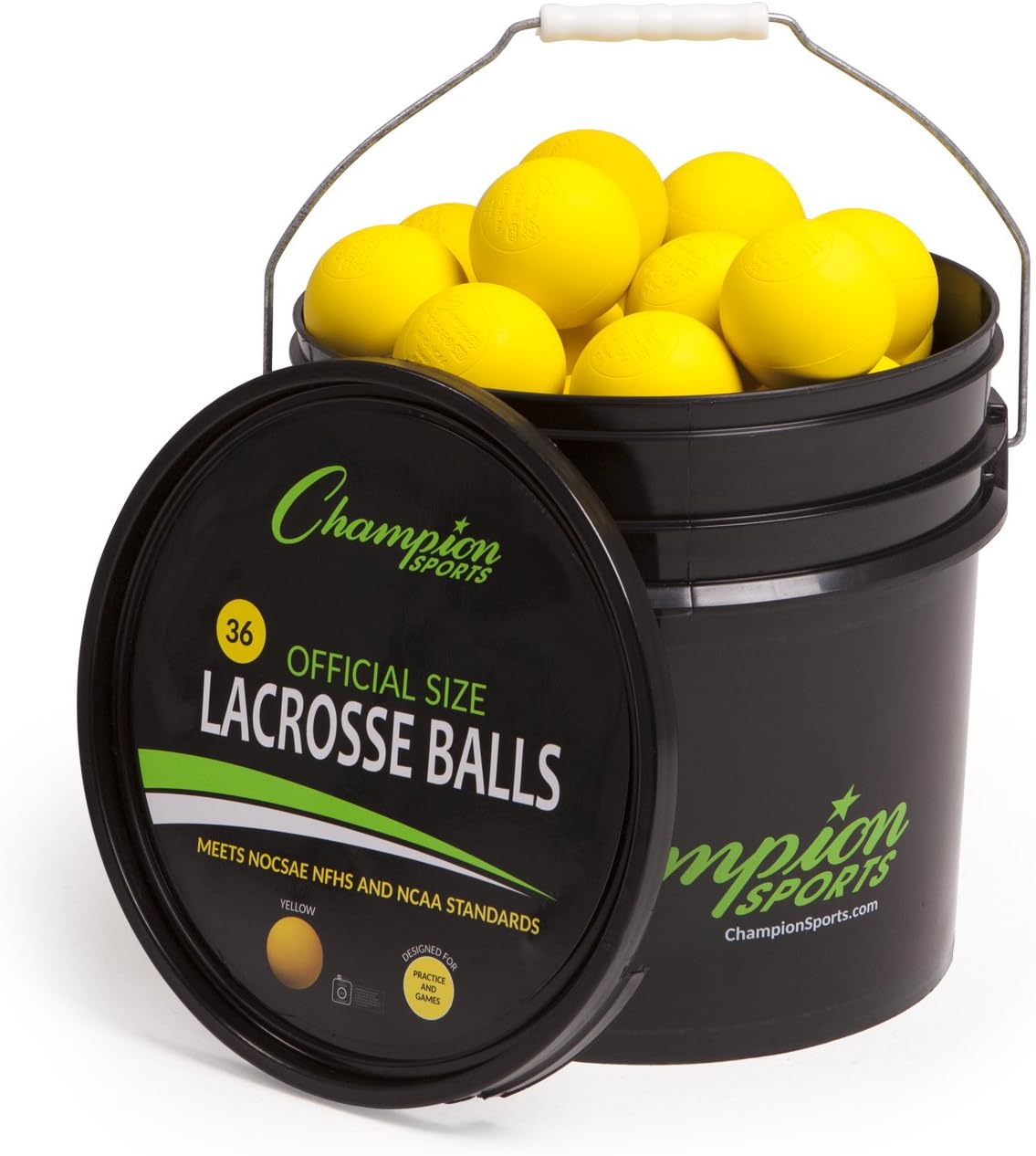 Champion Sports Lacrosse Balls Bucket - 36 Count for Training