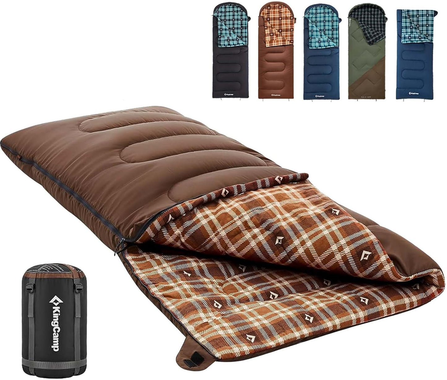 KingCamp Cold Weather Sleeping Bag for Adults, XL Flannel Comfort