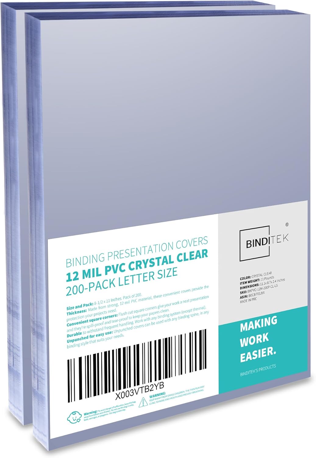 Binditek 200 Pack PVC Binding Report Covers for Office Use