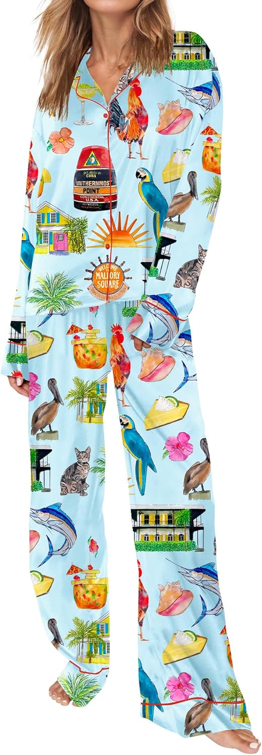 Satin Pajamas for Women Set Long Sleeve Button Down Sleepwear