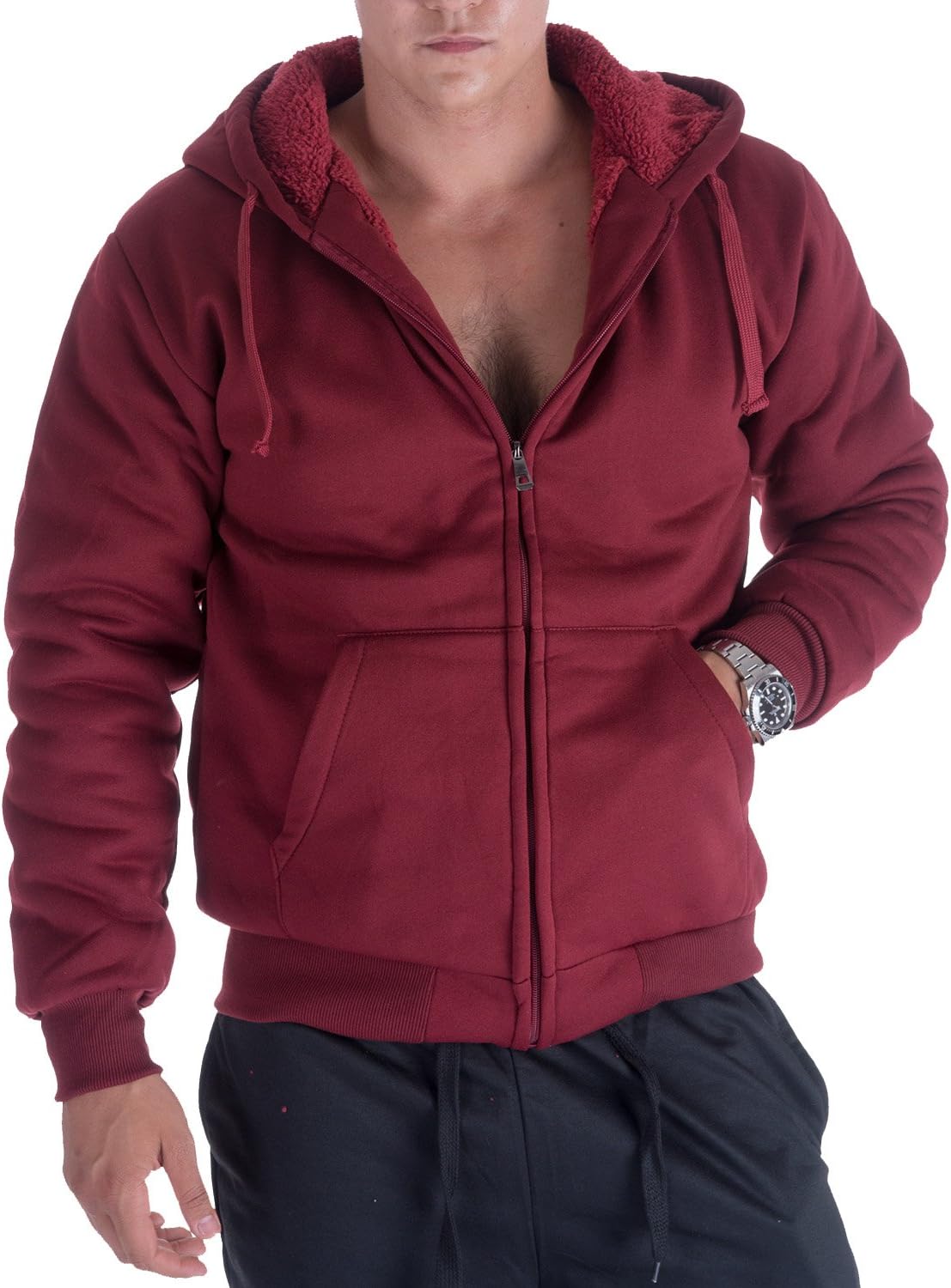 Heavyweight Sherpa Hoodies for Men - Warm Winter Sweatshirts