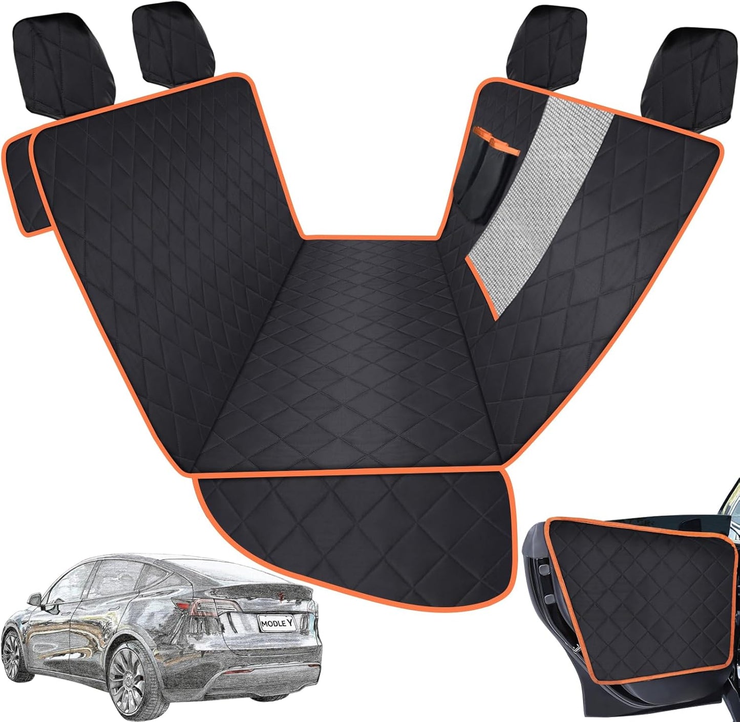 Custom Fit Dog Car Seat Cover for Tesla Model Y/3 - Waterproof
