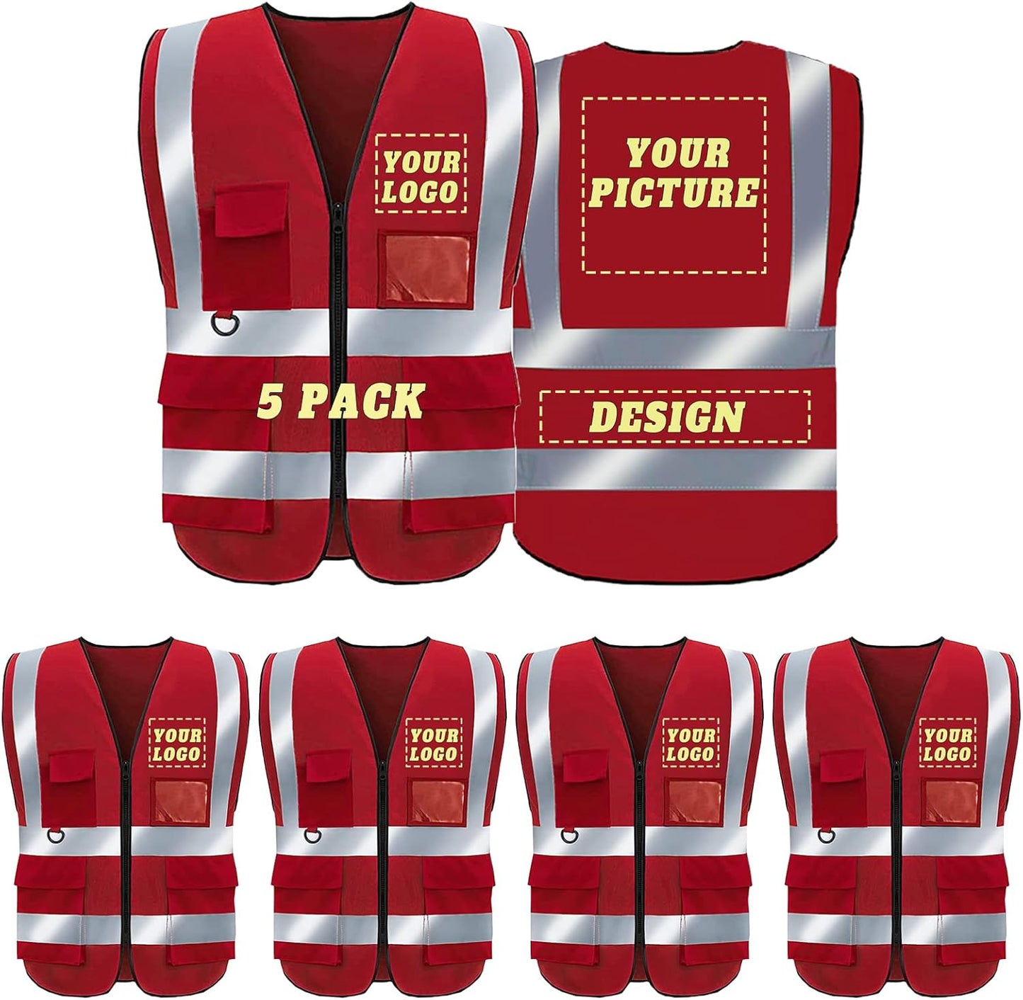 Custom Safety Vest with Logo for High Visibility Workwear