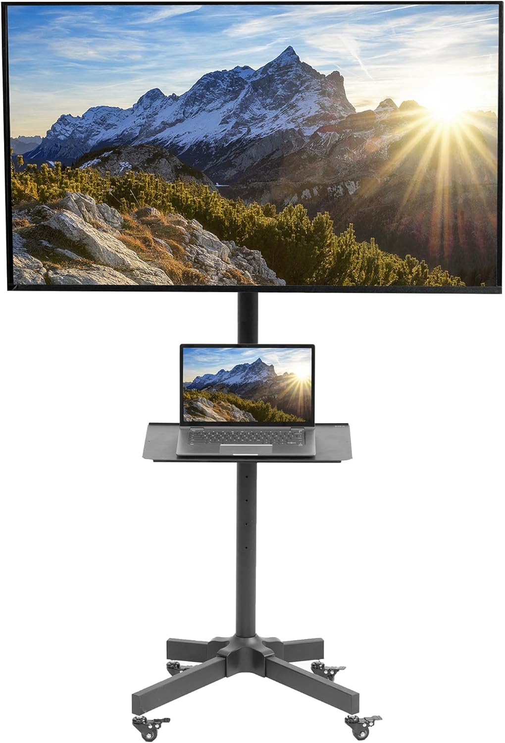 VIVO TV Cart: Mobile Stand for 13-60 Screens, 55 lbs, Laptop Shelf