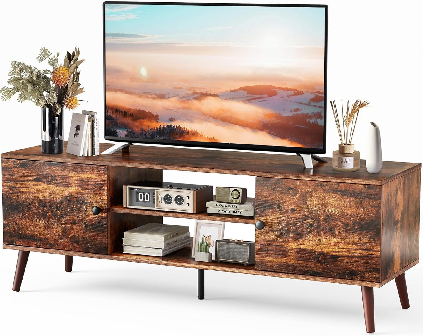 Rustic Brown TV Stand with Storage