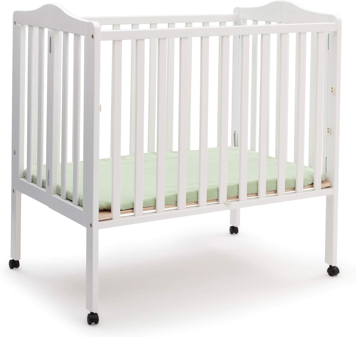 Delta Children Folding Portable Mini Baby Crib for Small Spaces
