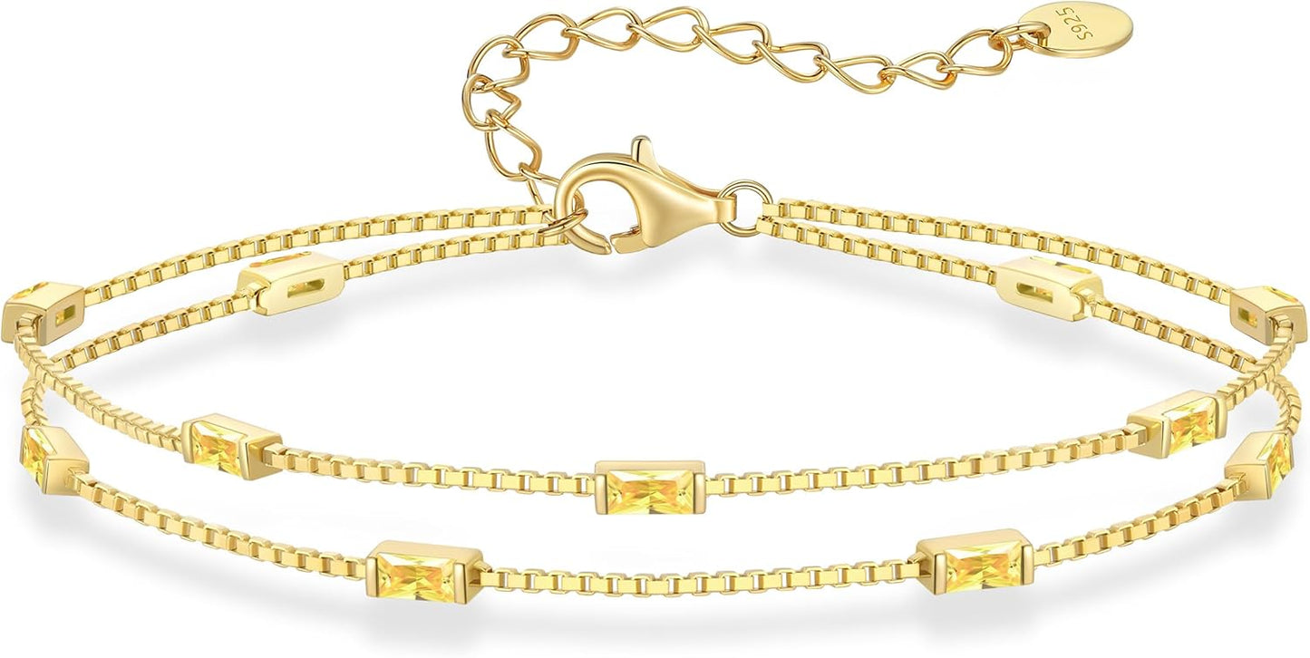 Birthstone Bracelets for Women - Elegant 925 Sterling Silver Gift
