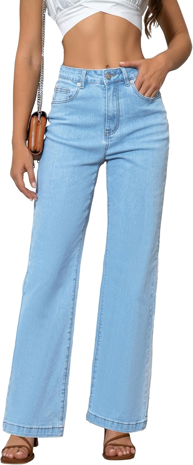 Womens High Waisted Straight Leg Jeans for Trendy Style