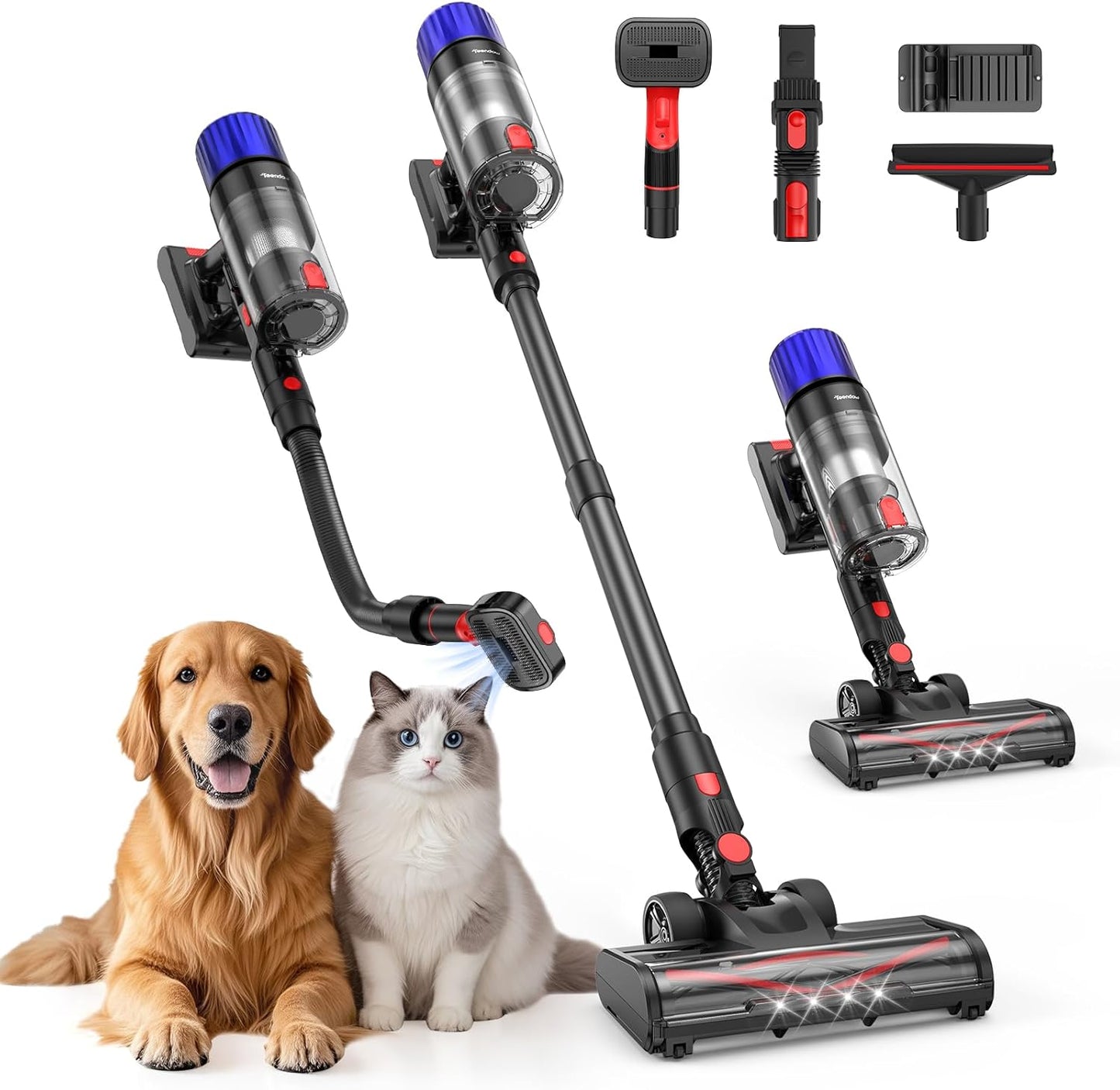Teendow Cordless Pet Hair Vac: 500W Power, 50 Min Runtime