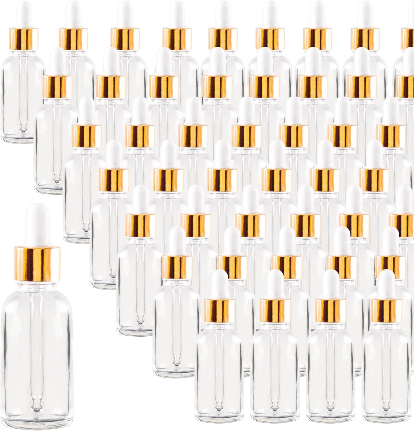 48 Pack 1oz Clear Glass Dropper Bottles for Essential Oils