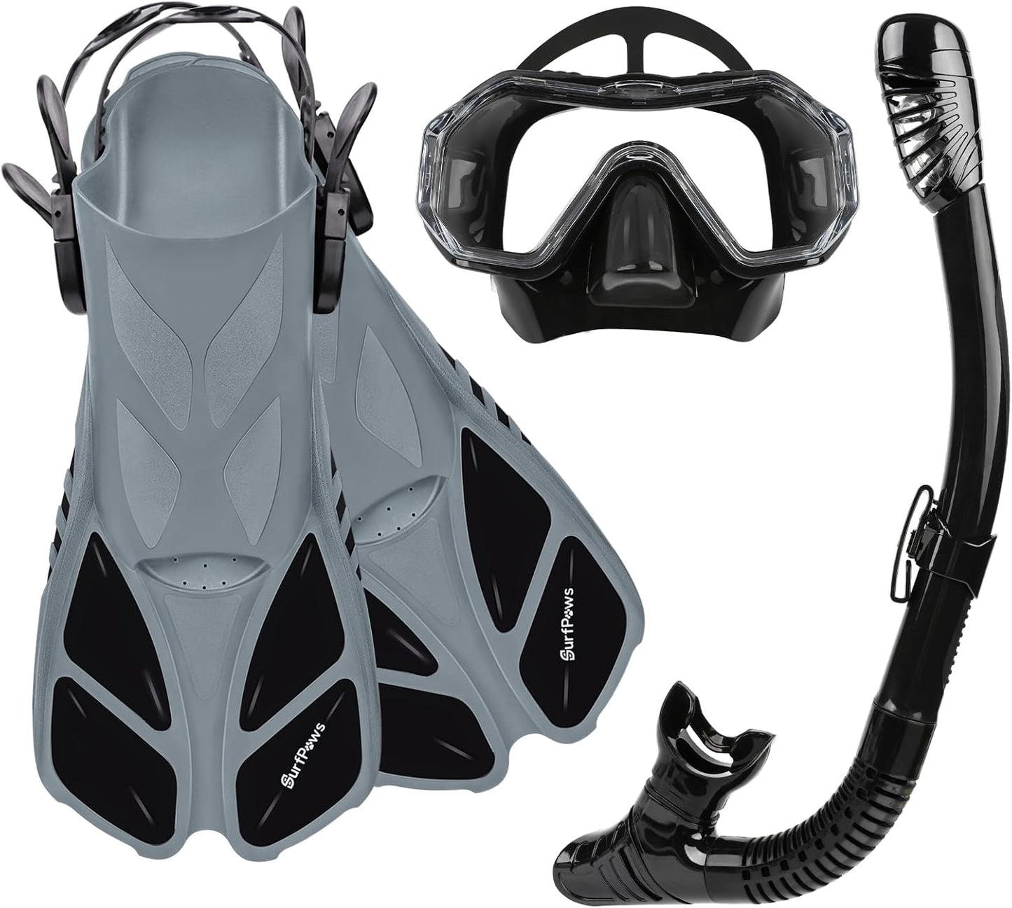 Ultimate Snorkel Gear Set - Adjustable Fins, Anti-Fog Mask, Dry Top Snorkel, Travel Size