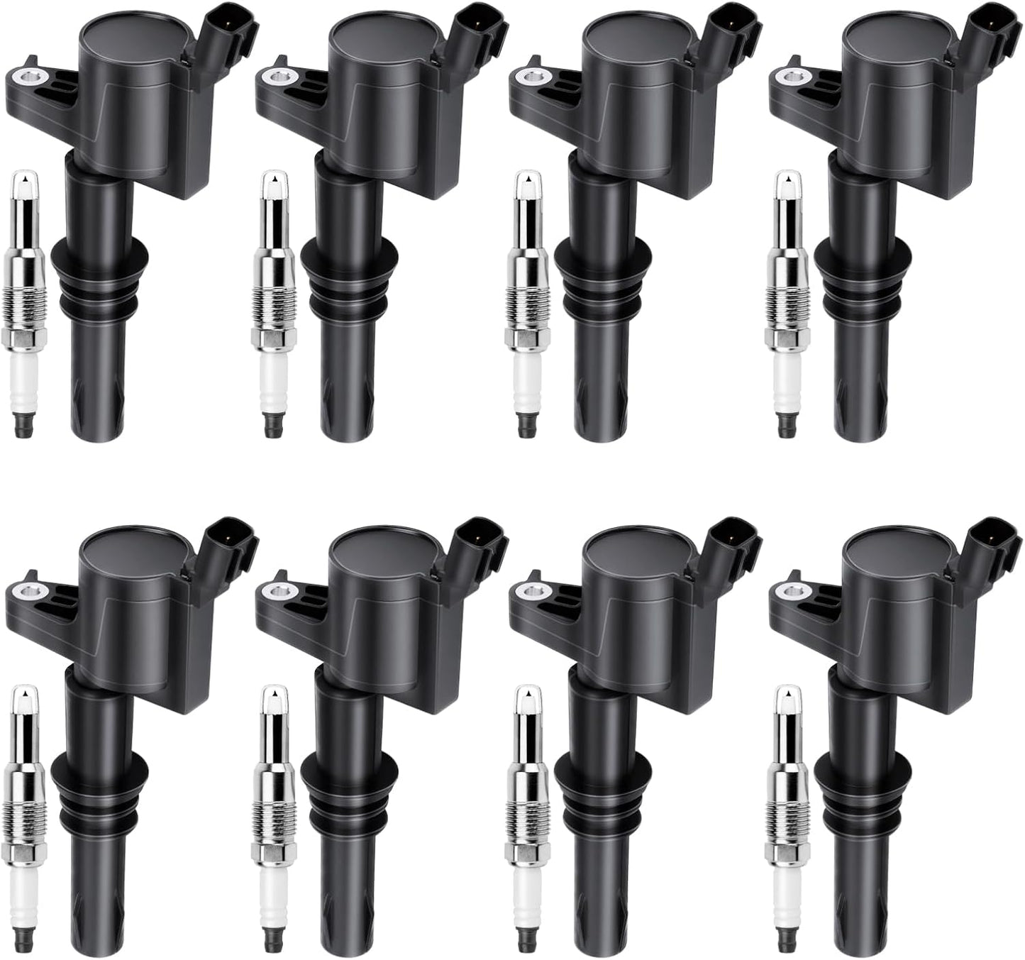 Set of 8 Ignition Coils Pack with Iridium Spark Plugs for Ford