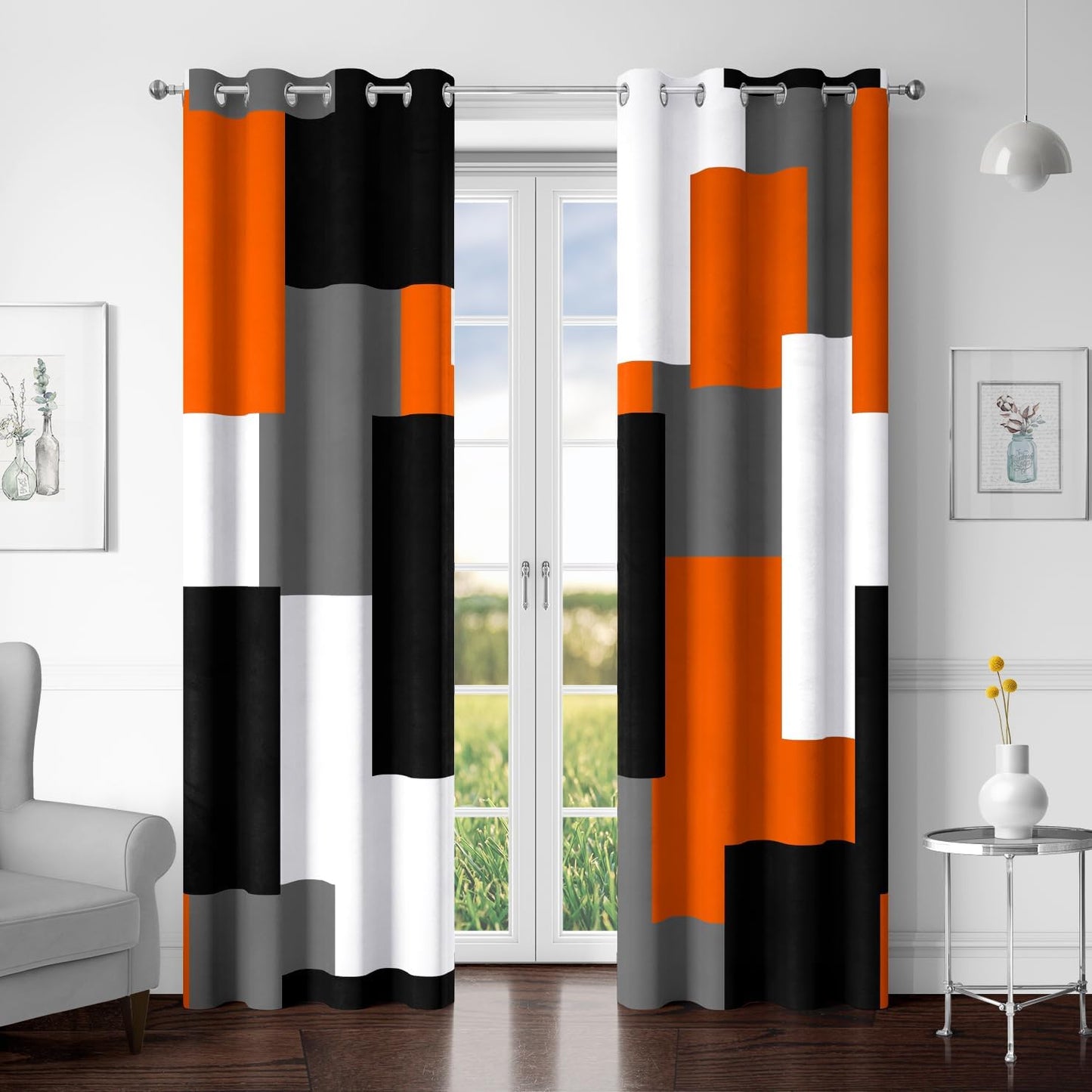 Orange 100% Blackout Curtains for Bedroom 72 inch Length Set