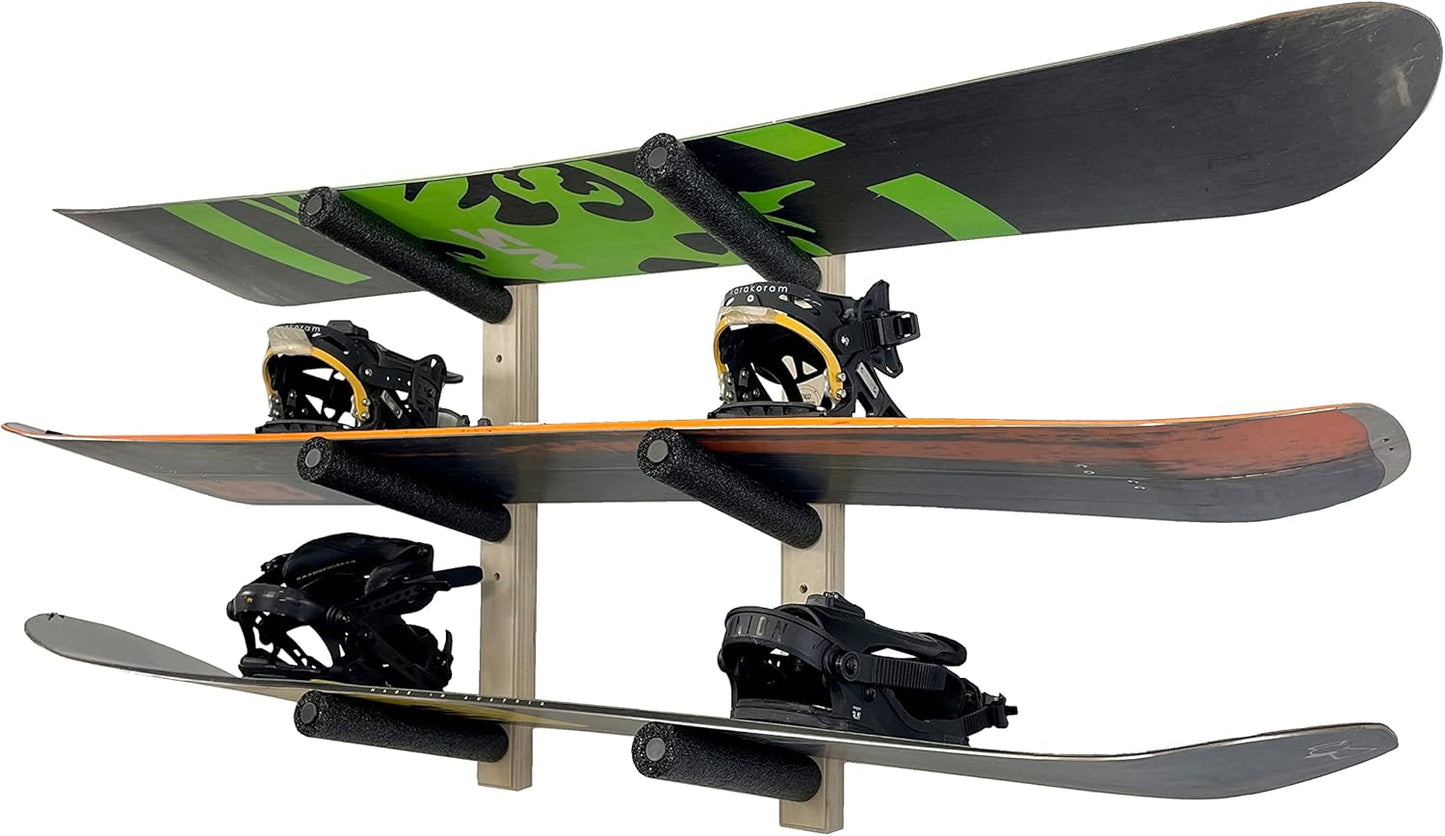 Space-Saving Snowboard Wall Rack - Organize 3 Boards!