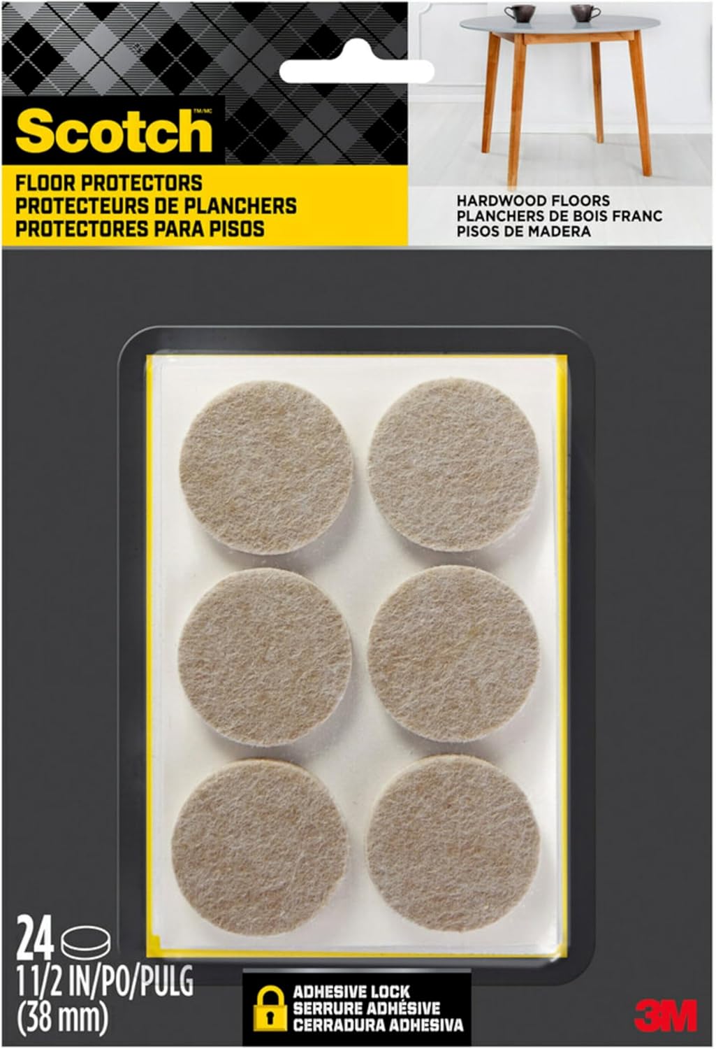 Scotch Round Furniture Pads, Protect Hardwood Floors, Beige, 24 Pads
