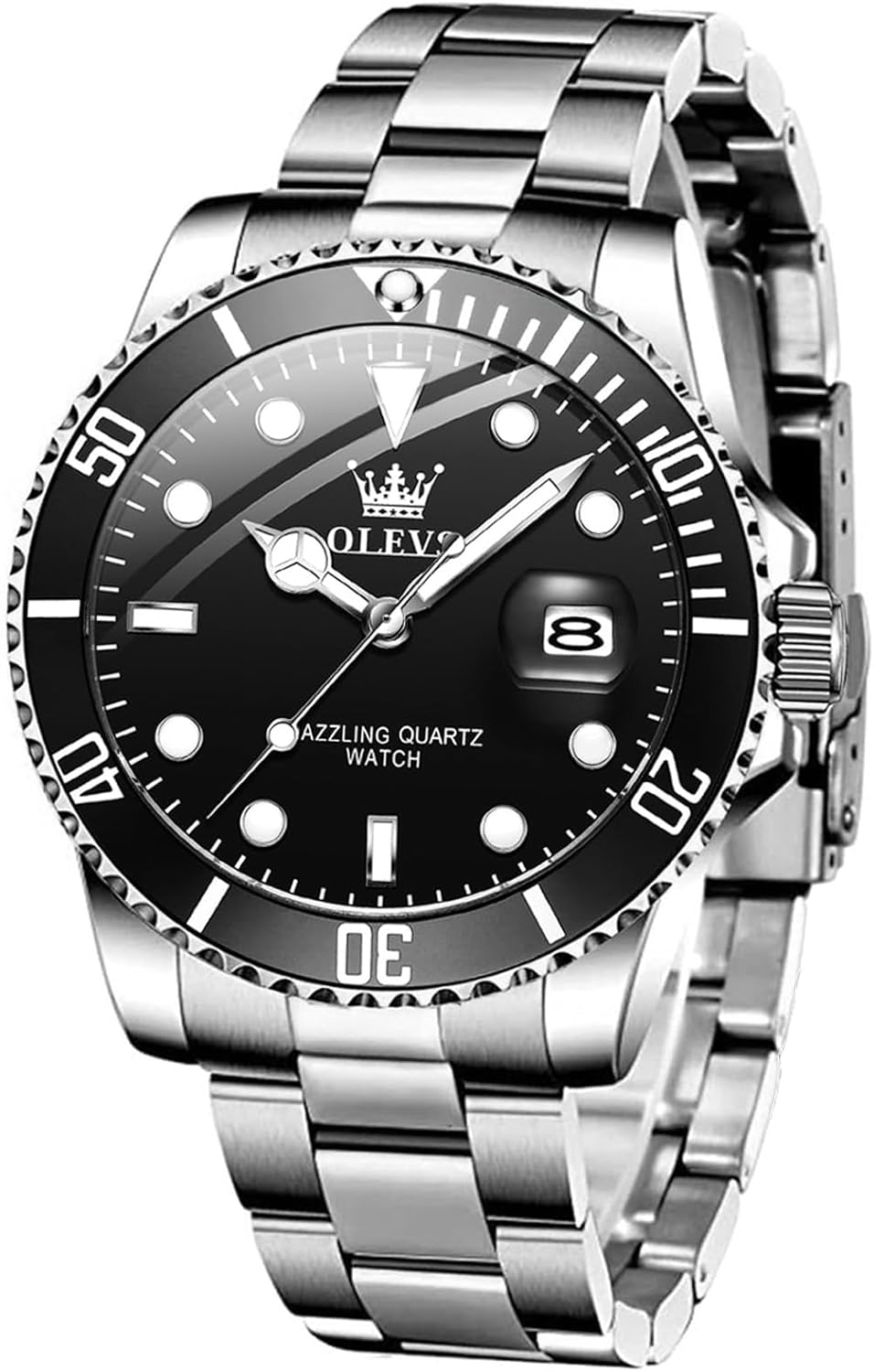 ZHONGQING Big Face Luxury Mens Watch, Waterproof, Date, Two Tone Stainless Steel