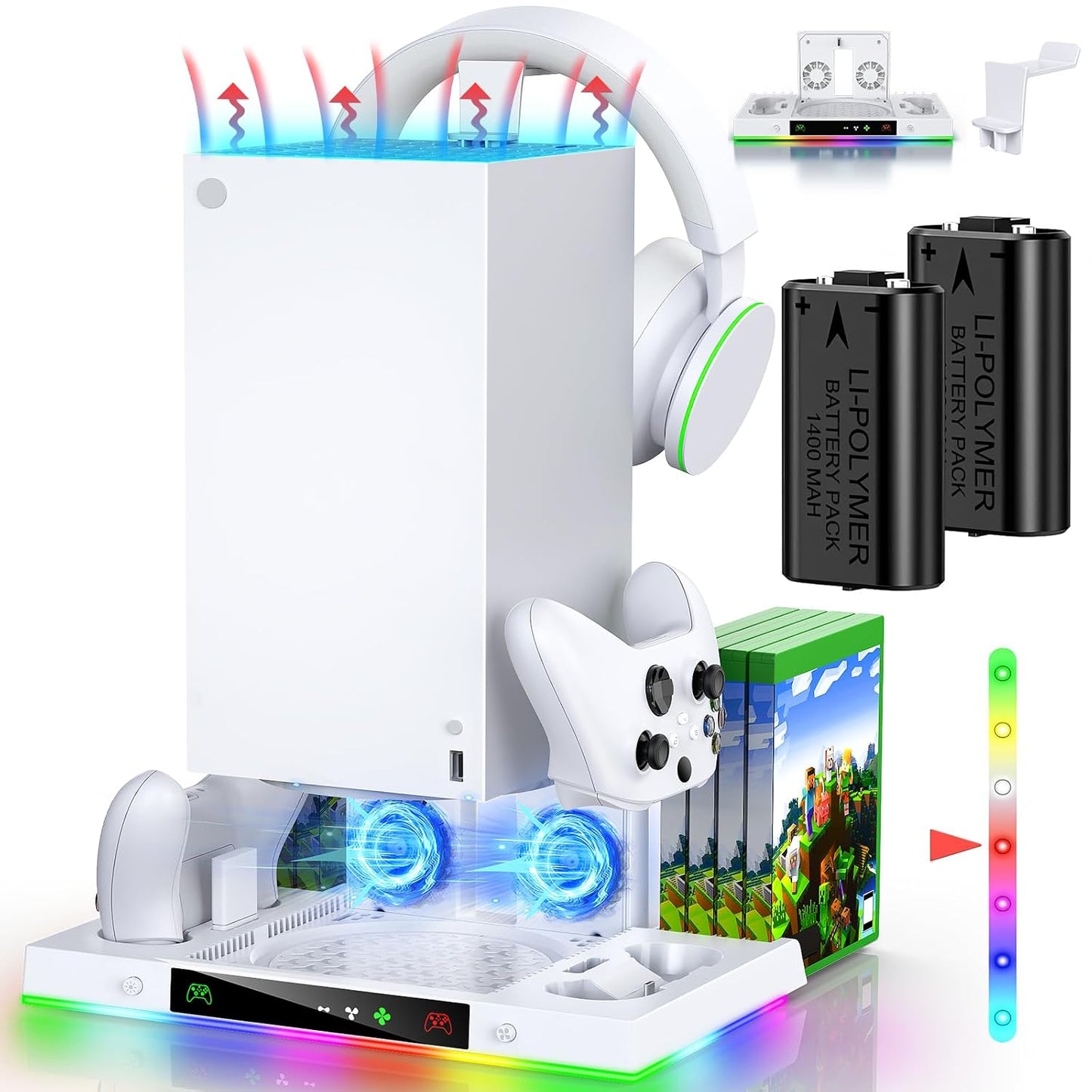LED Cooling Stand and Charging Station for Xbox Series X Console