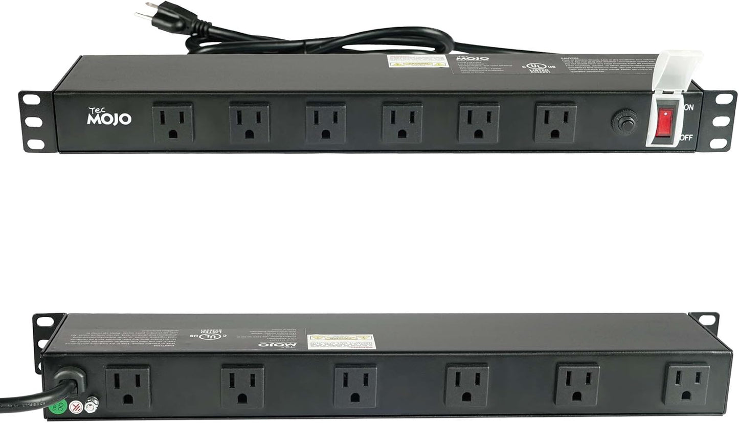 Tecmojo 1U Rackmount PDU Power Strip with 12 Outlets