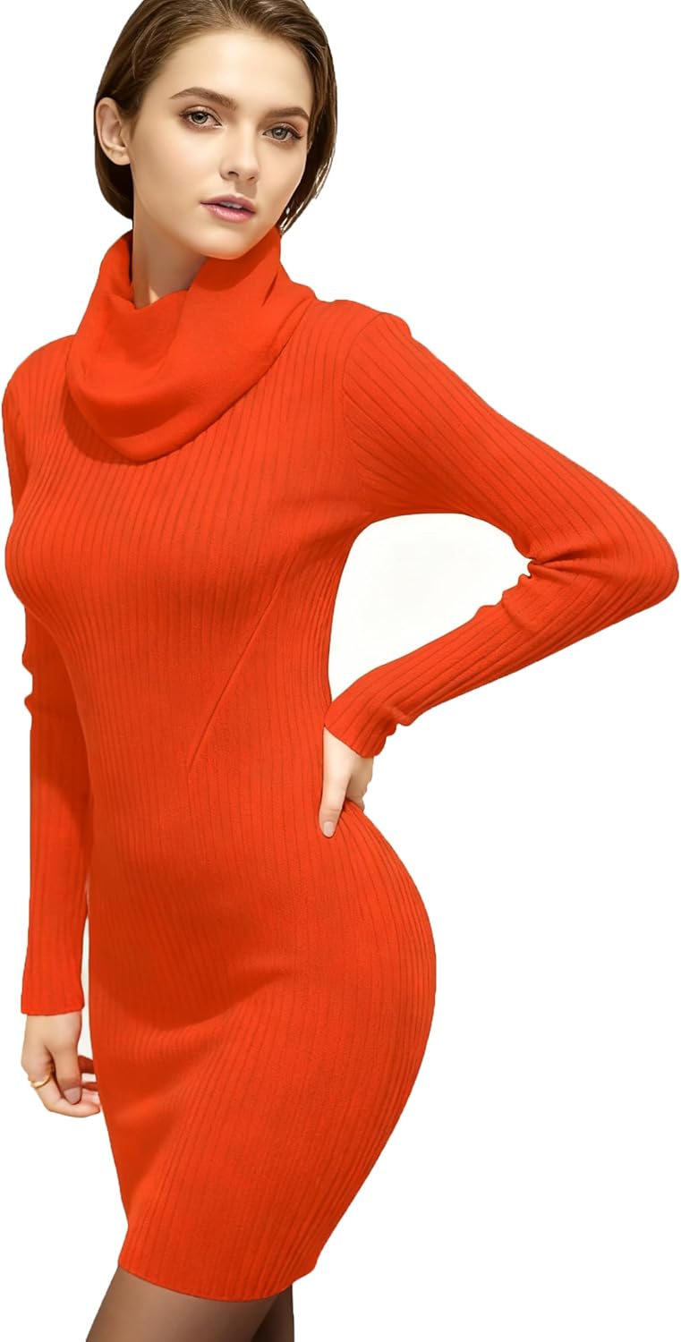 v28 Sweater Dress for Women - Ribbed Knit Fitted Bodycon Style