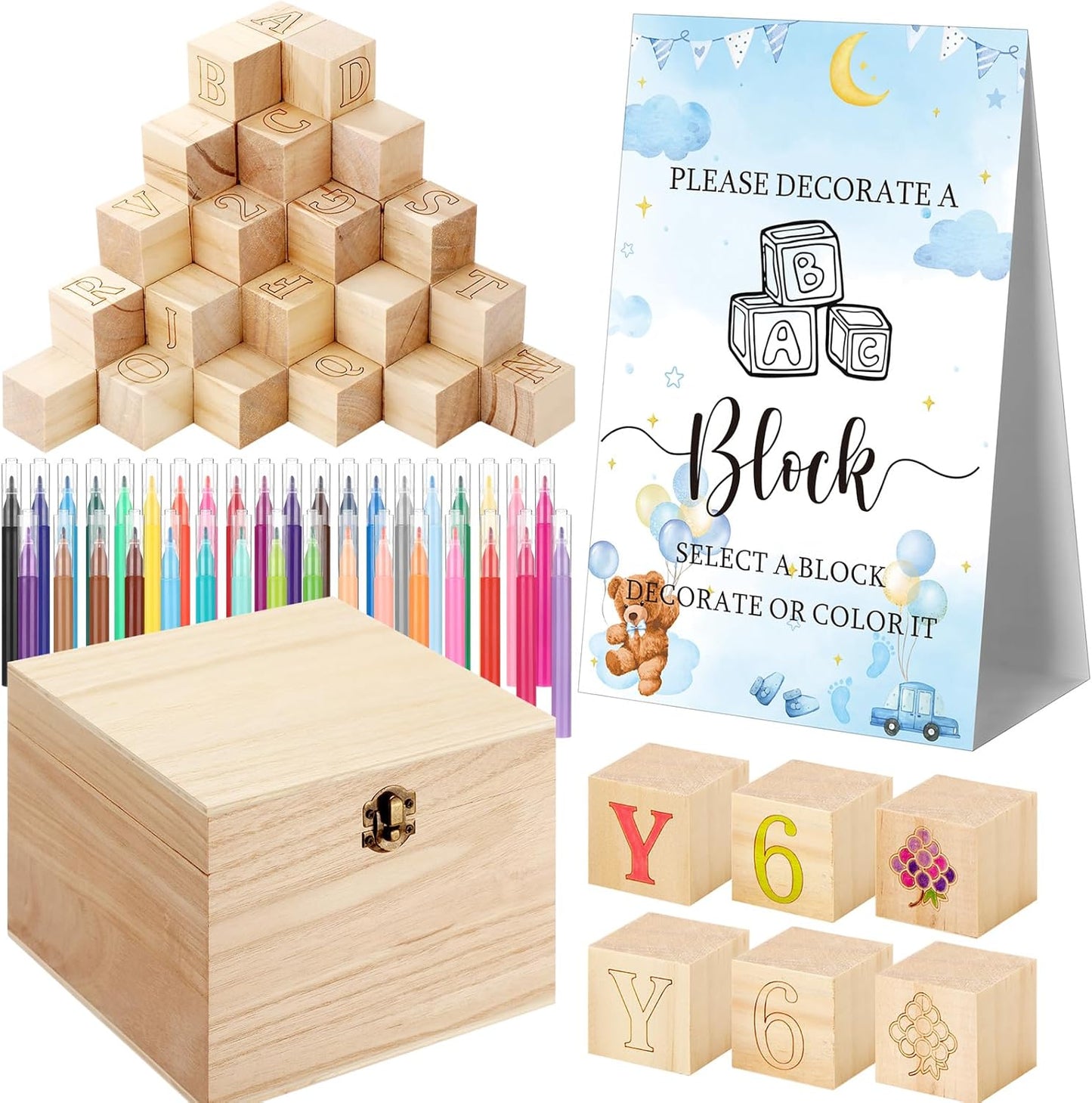 Marsui 136 Pcs Baby Shower Blocks Game Kit for Fun Activities