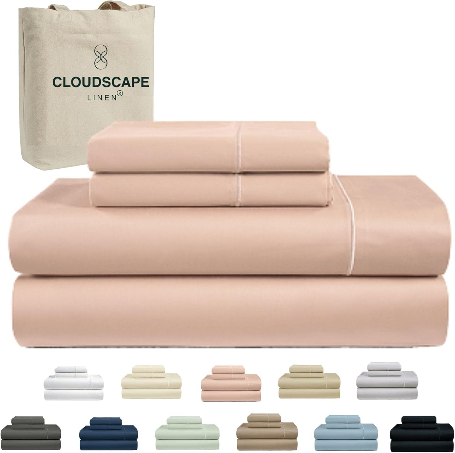 Cloud Scape Linen 100% Egyptian Cotton Queen Sheets Set