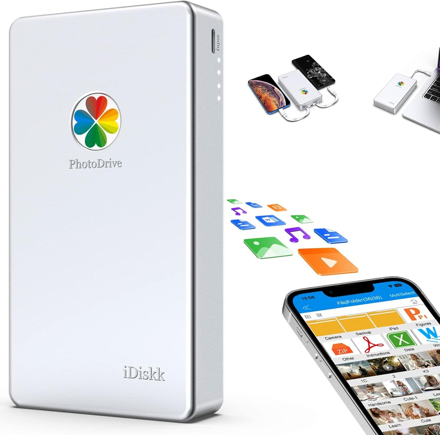 iDiskk 2TB External Hard Drive for iPhone, iPad, and Android