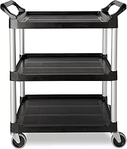 Heavy Duty 3-Shelf Rolling Cart for Foodservice and Workplace