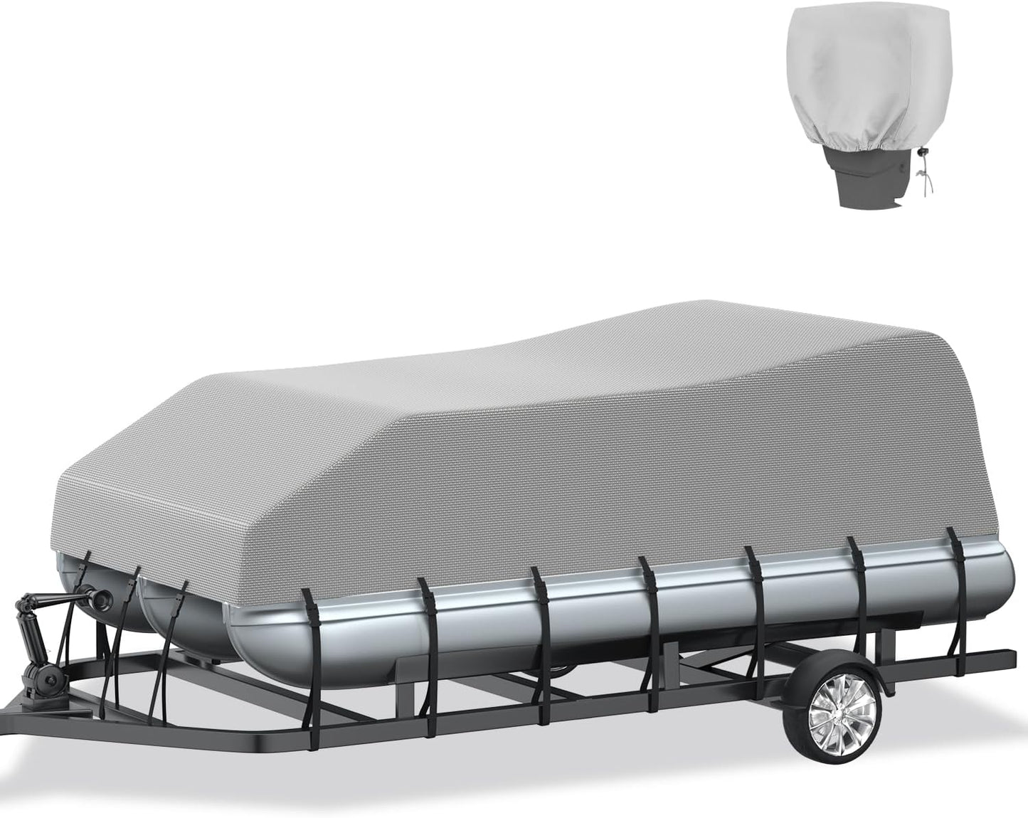Heavy Duty Pontoon Boat Cover with Motor Cover for 25ft-28ft Boats