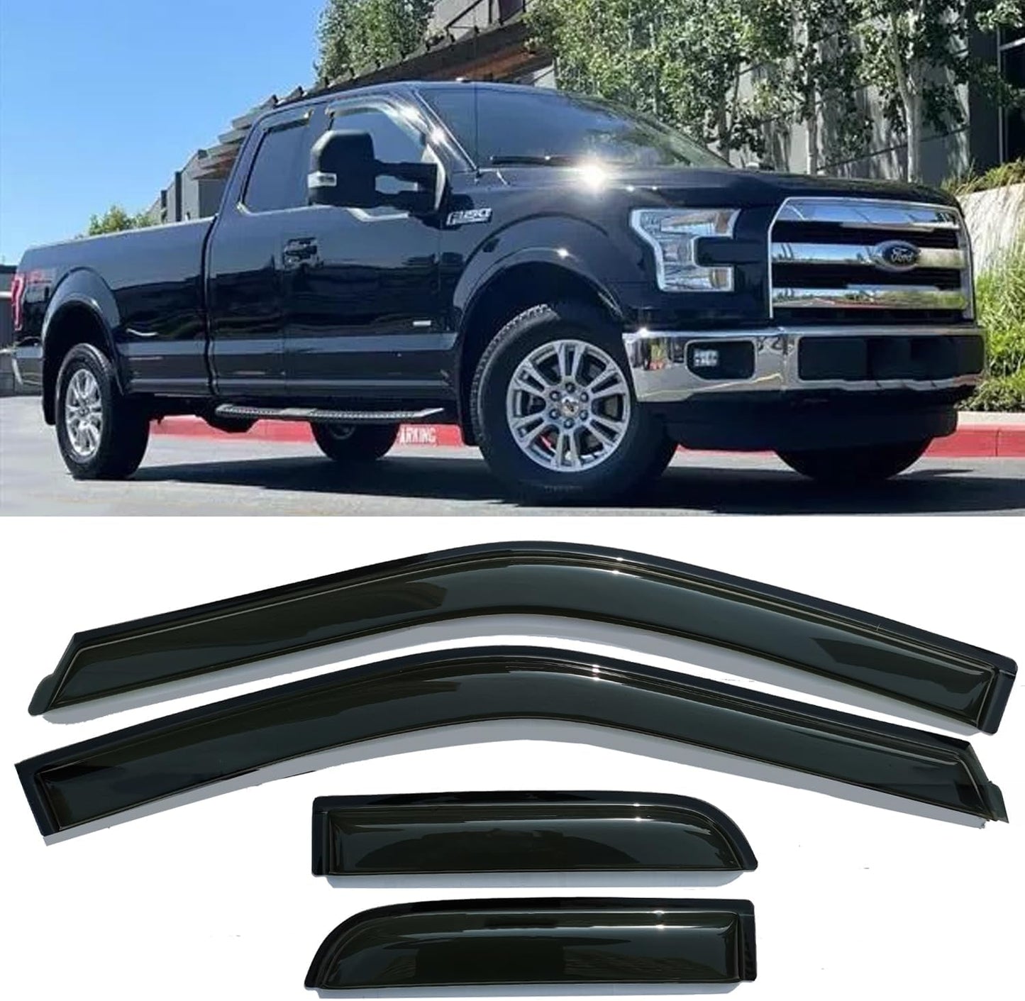Side Window Visors for 2015-2024 Ford F150 & F250 Super Duty